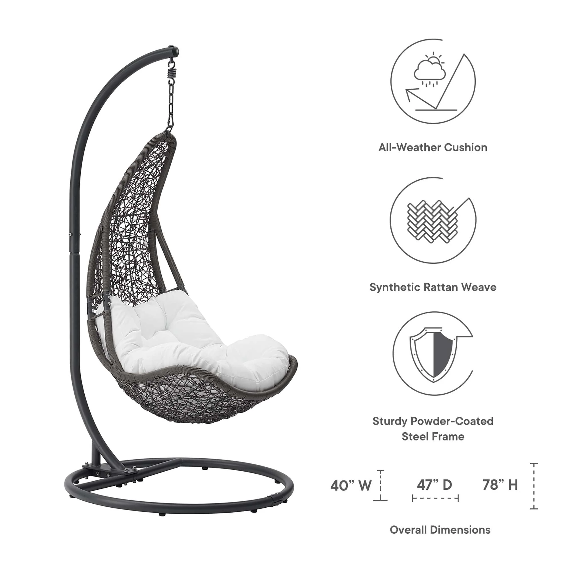 Abate Wicker Rattan Outdoor Patio Swing Chair - Image 12
