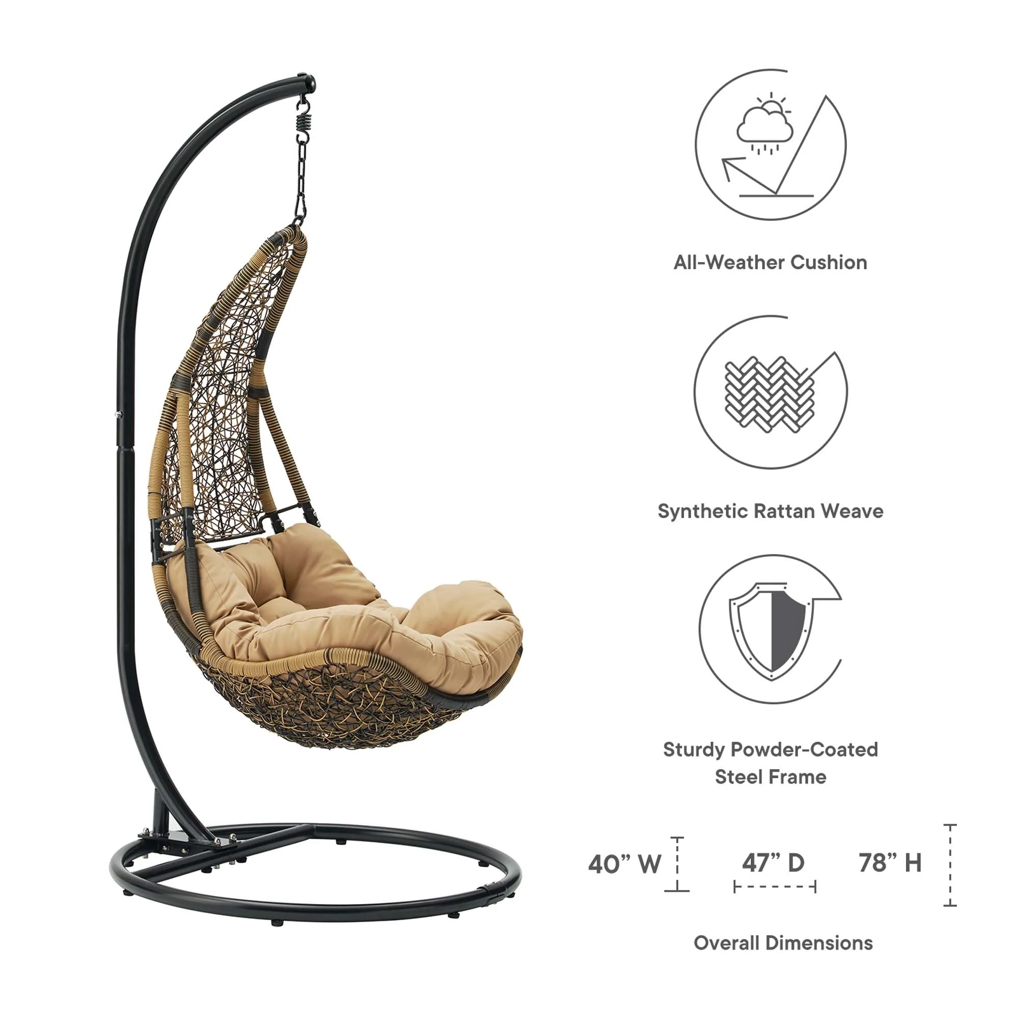 Abate Wicker Rattan Outdoor Patio Swing Chair - Image 4