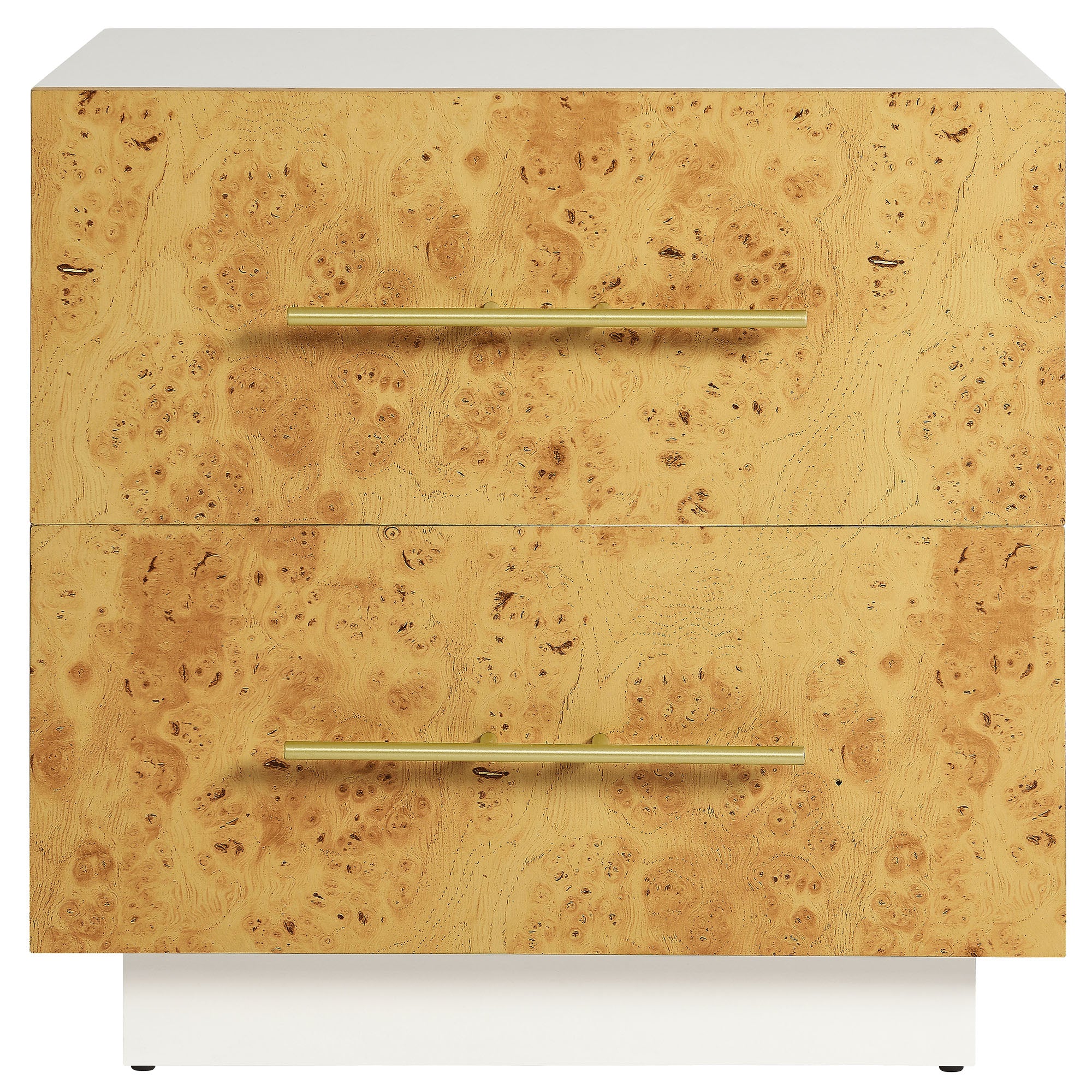 Abel 2-Drawer Burl Wood Nightstand in White Bleached Burl - Image 5