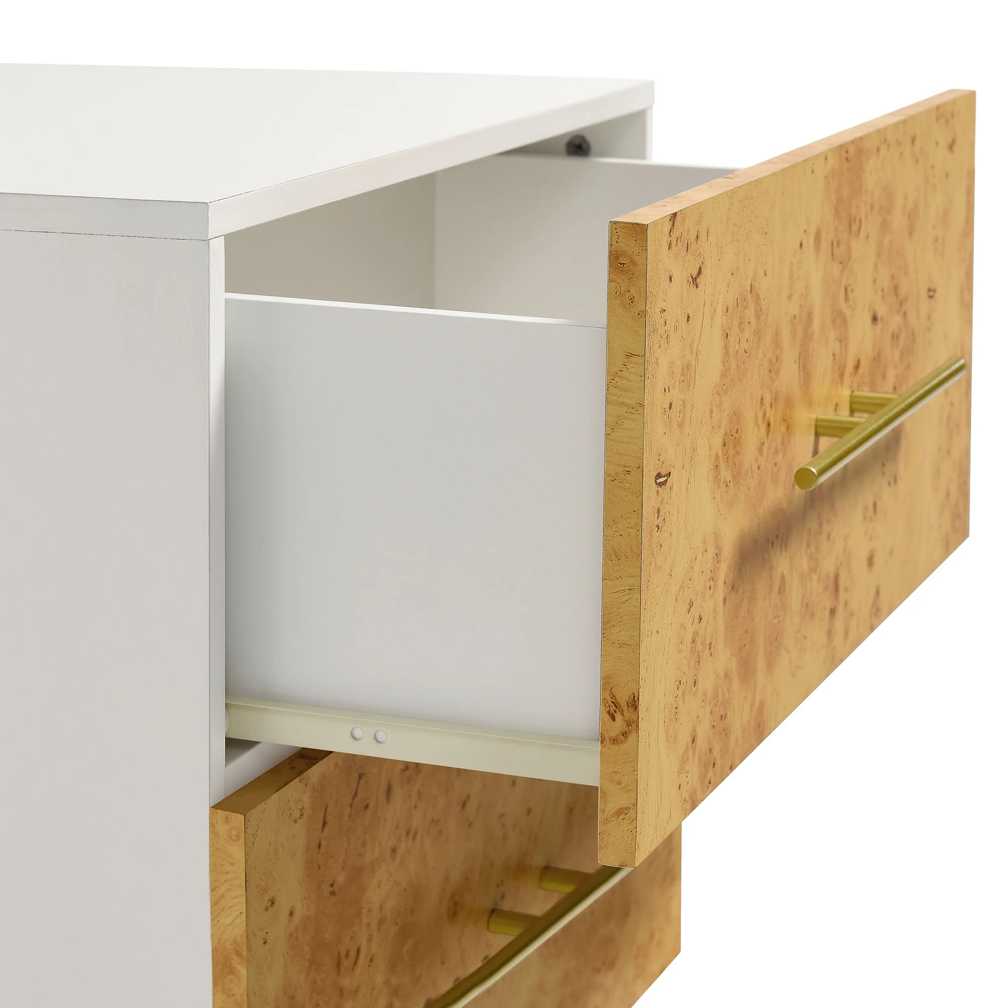 Abel 2-Drawer Burl Wood Nightstand in White Bleached Burl - Image 7