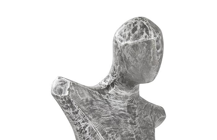 Abstract Female Sculpture on Stand, Black/Silver, Aluminum - Image 4