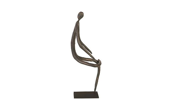 Abstract Figure on Metal Base, Bronze Finish, Leg Folded - Image 2