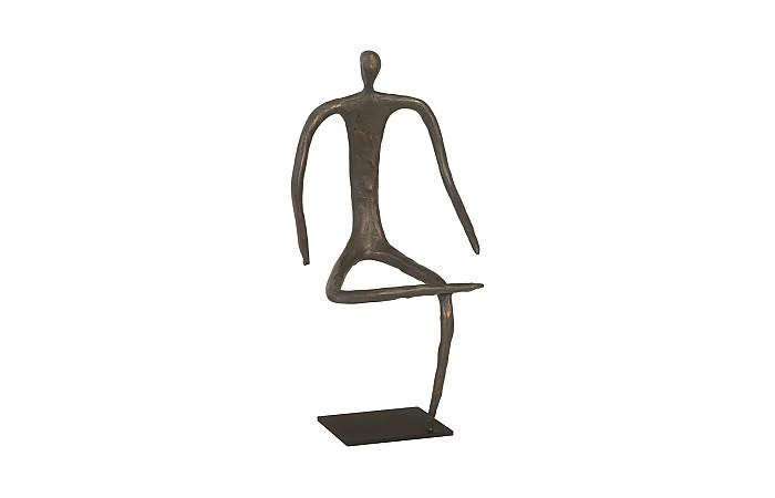 Abstract Figure on Metal Base, Bronze Finish, Leg Folded - Image 3