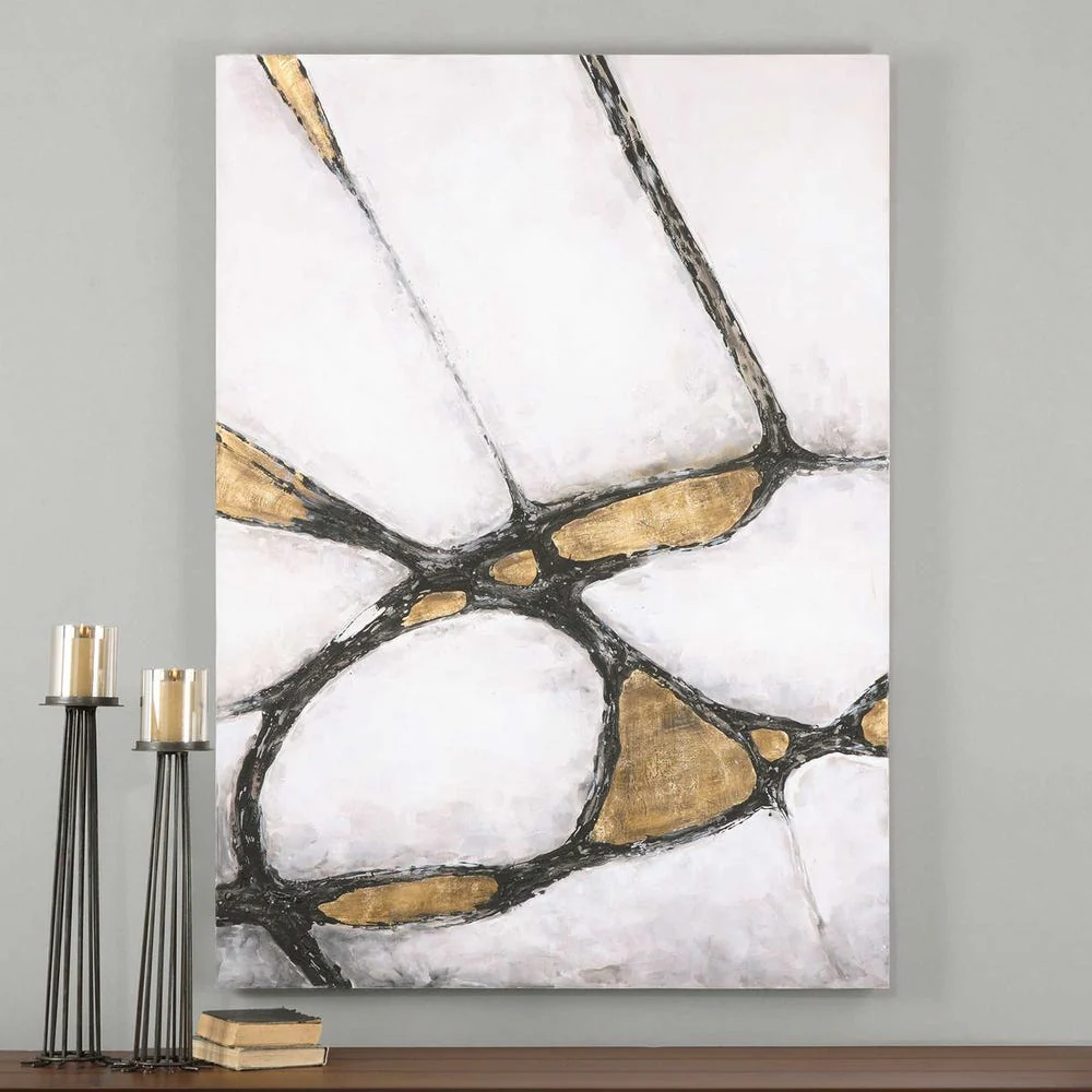 Abstract in Gold and Black Hand Painted Canvas - Image 2