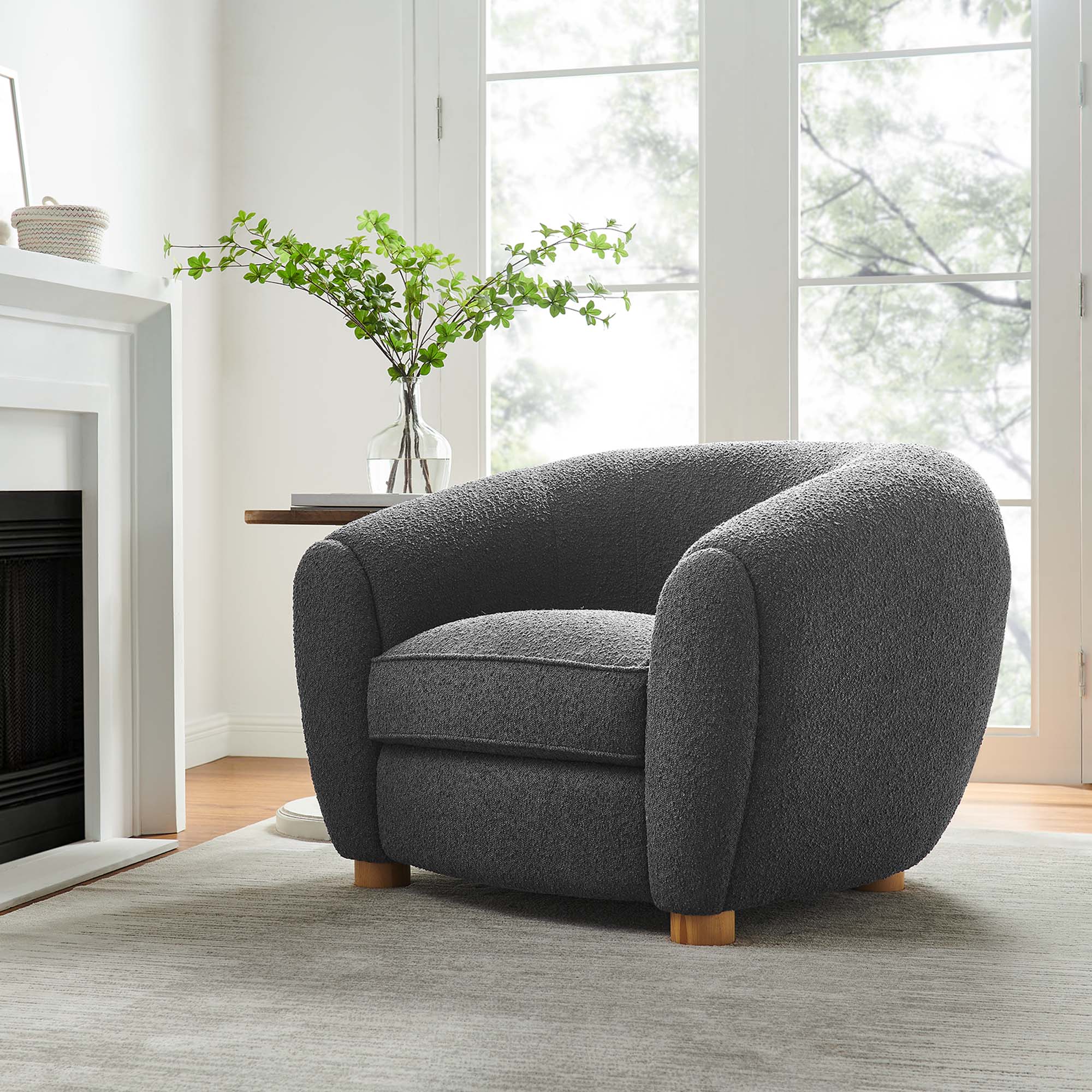 Abundant Boucle Upholstered Fabric Armchair - Image 2