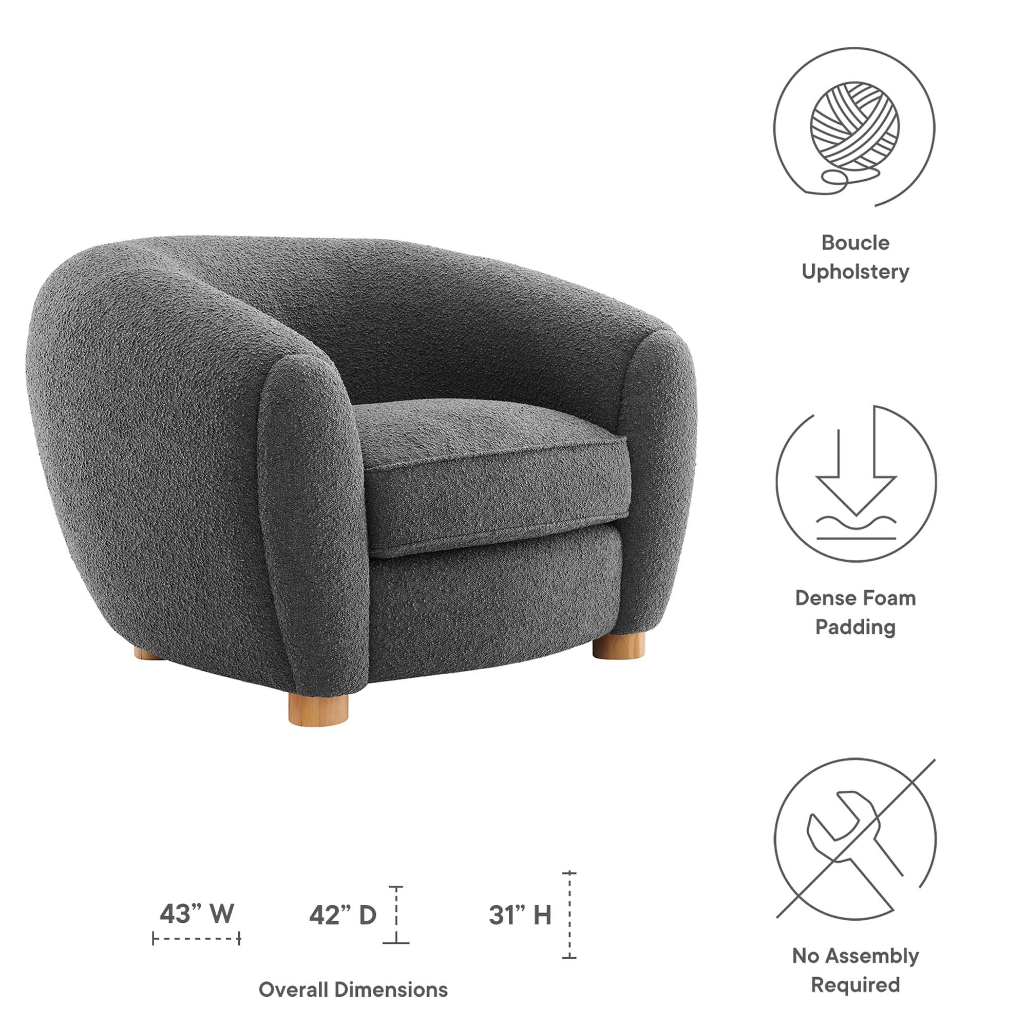 Abundant Boucle Upholstered Fabric Armchair - Image 8