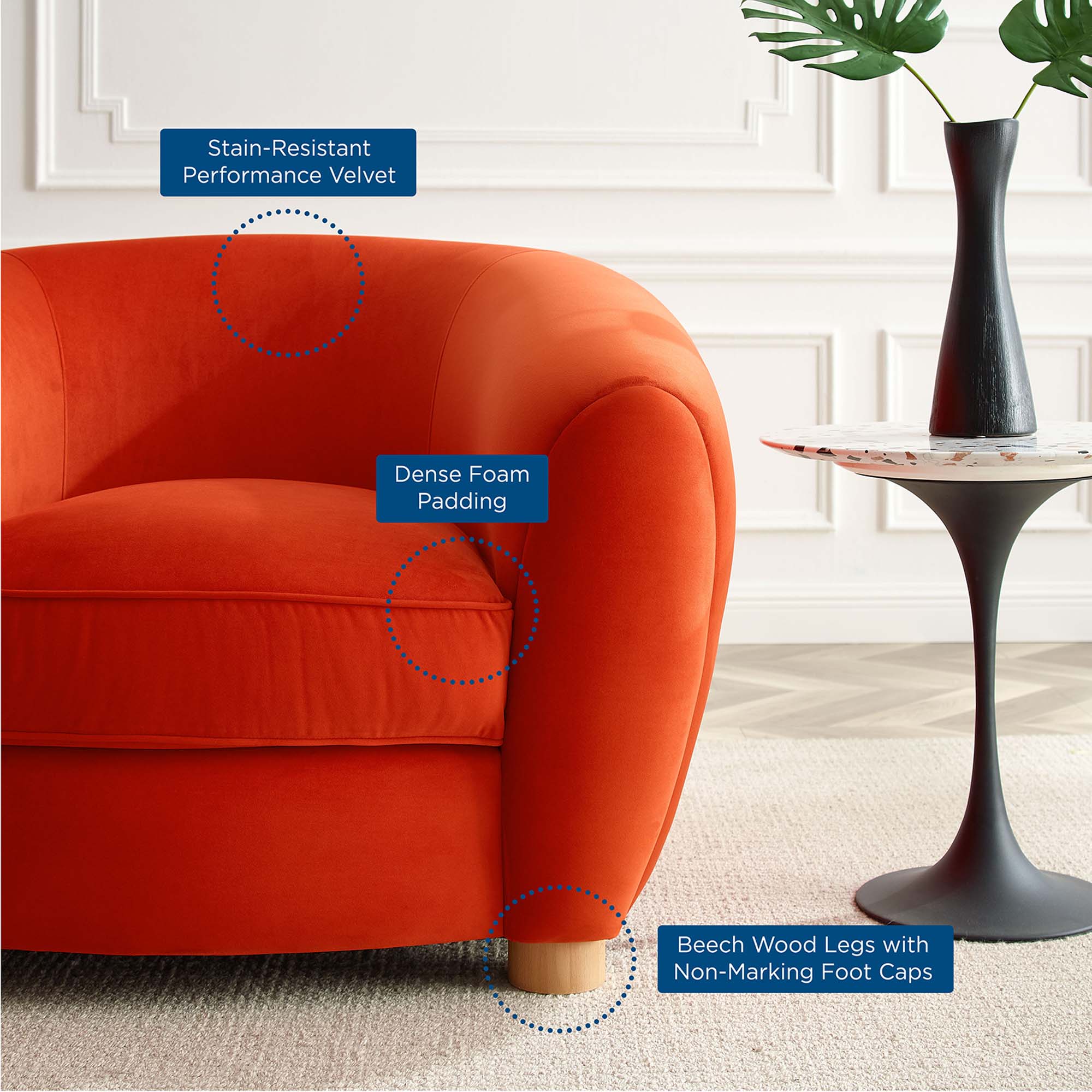 Abundant Performance Velvet Armchair - Image 7