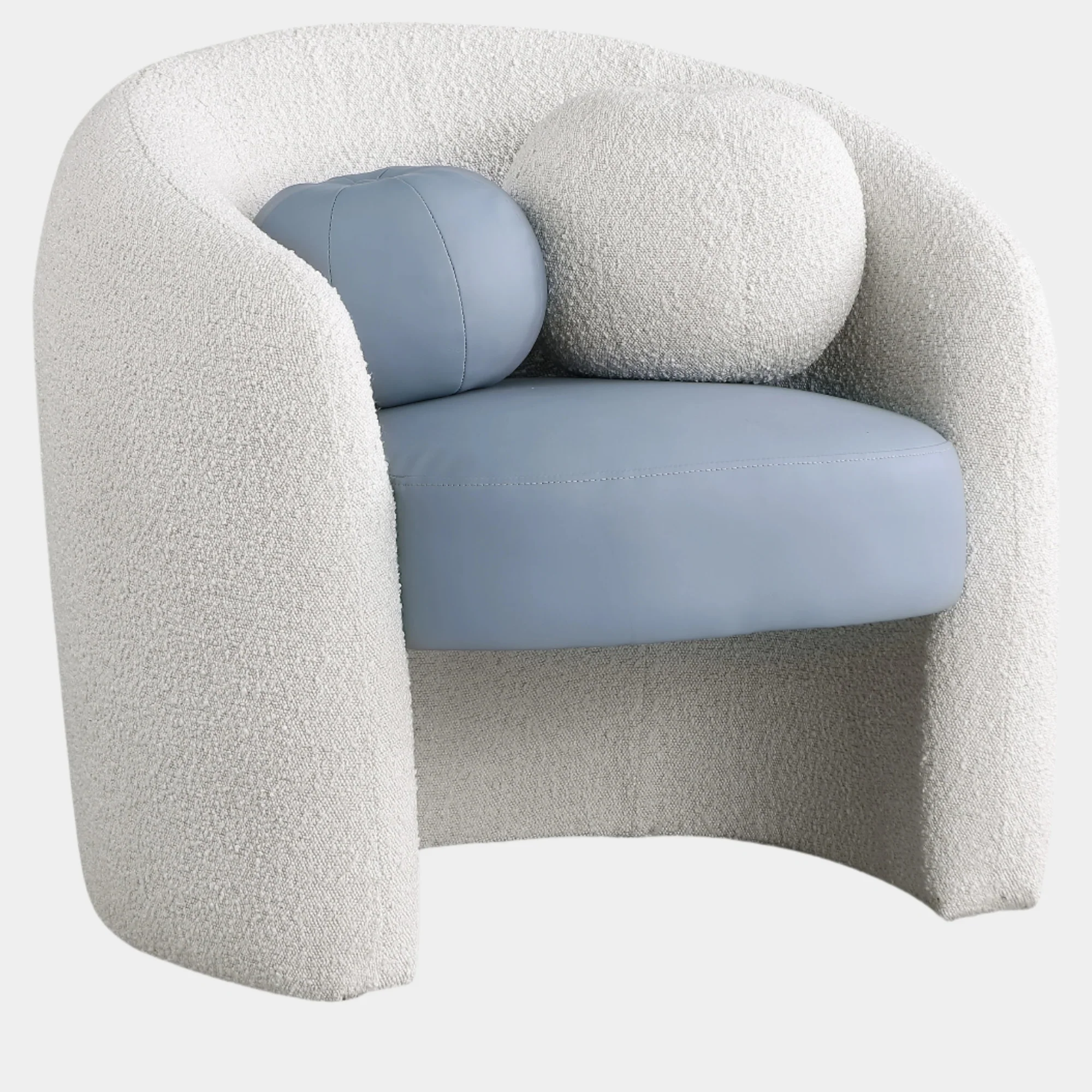 Acadia Boucle Fabric Upholstered And Vegan Leather Upholstered Accent Chair