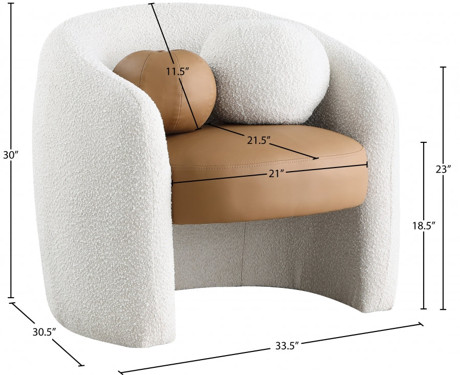 Acadia Boucle Fabric Upholstered And Vegan Leather Upholstered Accent Chair - Image 15