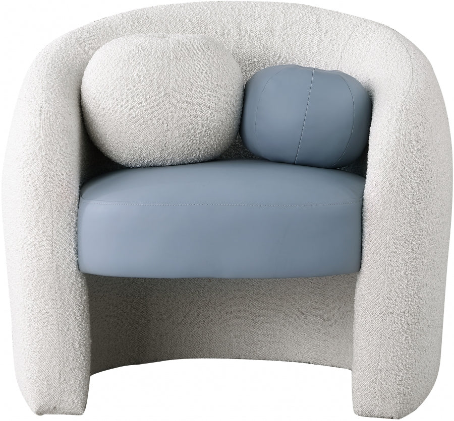 Acadia Boucle Fabric Upholstered And Vegan Leather Upholstered Accent Chair - Image 5