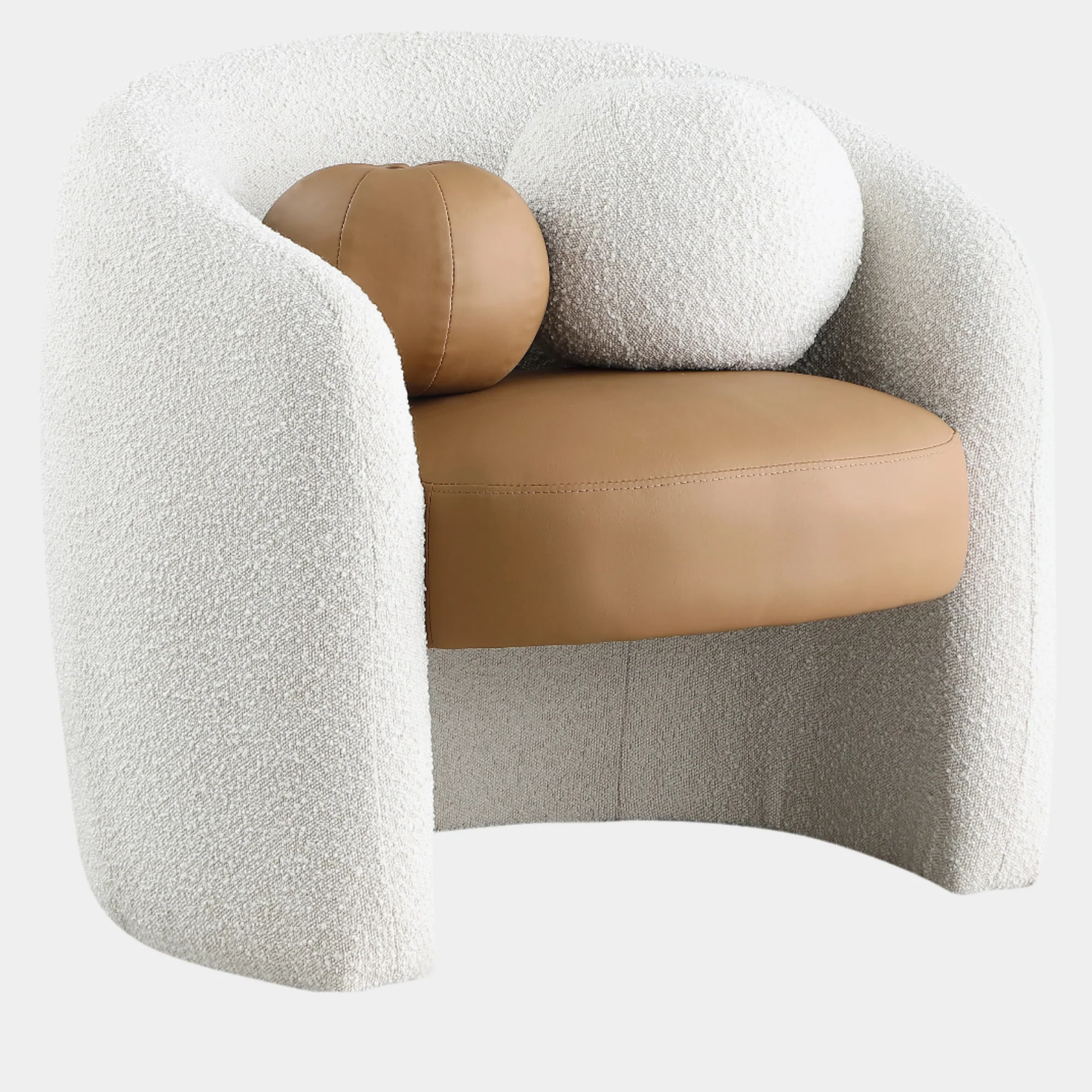 Acadia Boucle Fabric Upholstered And Vegan Leather Upholstered Accent Chair - Image 9