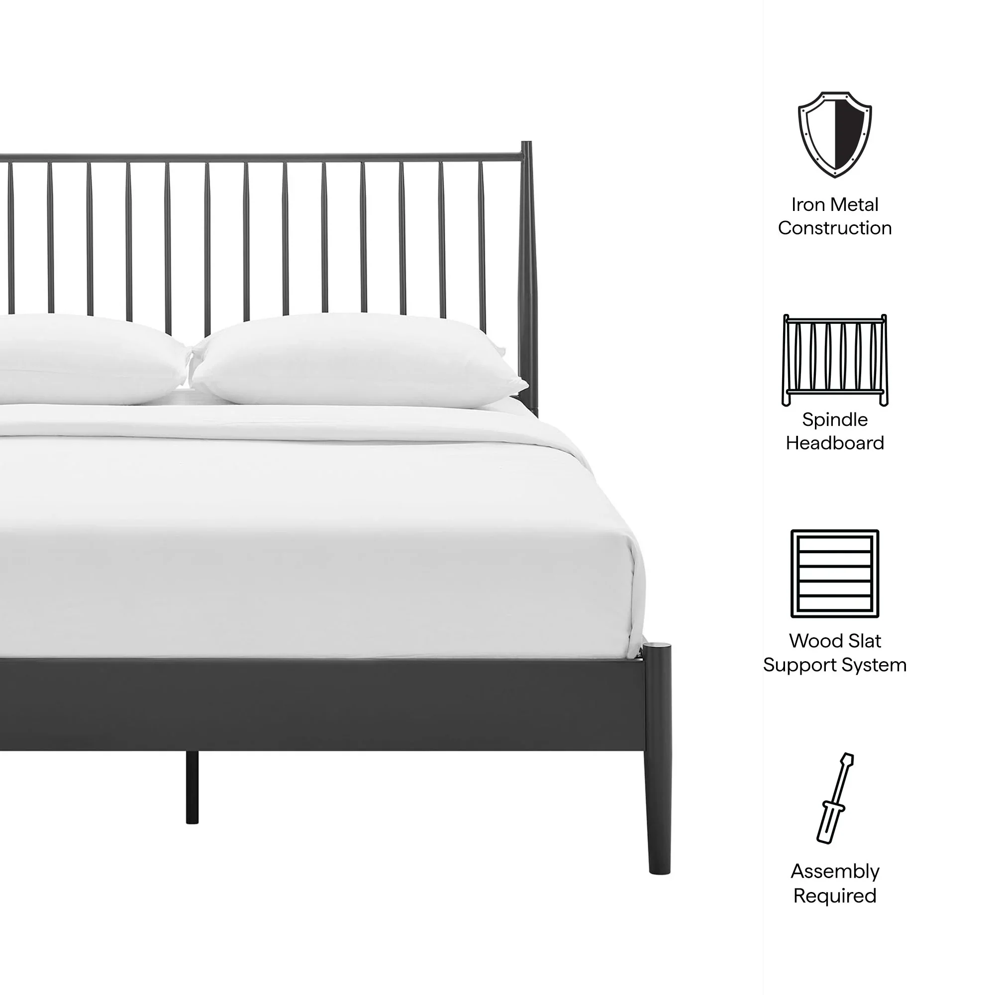 Adair Spindle Metal Platform Bed - Image 29