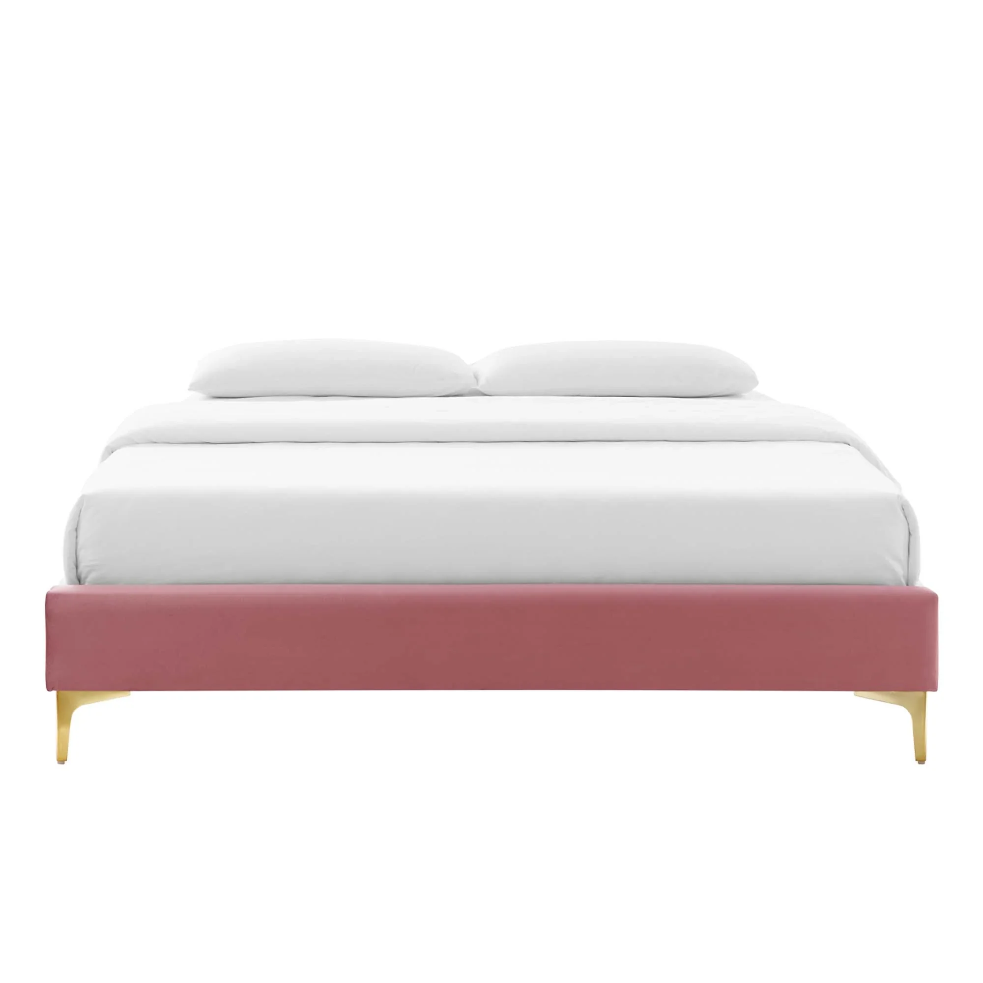 Adelaide Performance Velvet Platform Bed With Gold Metal Legs - Image 13