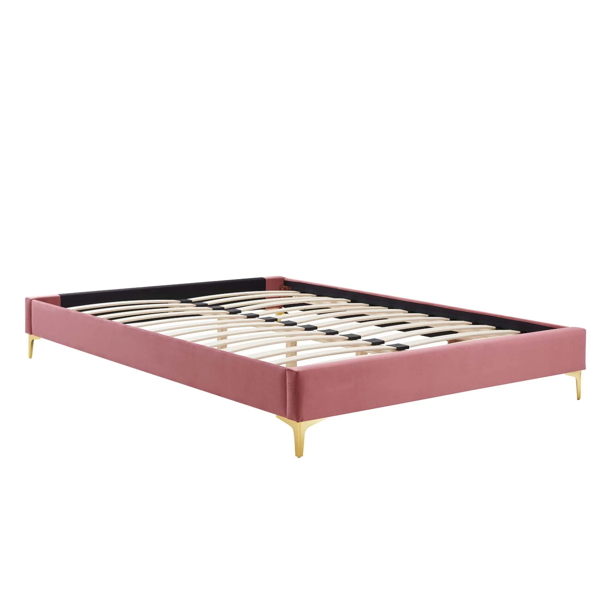Adelaide Performance Velvet Platform Bed With Gold Metal Legs - Image 15