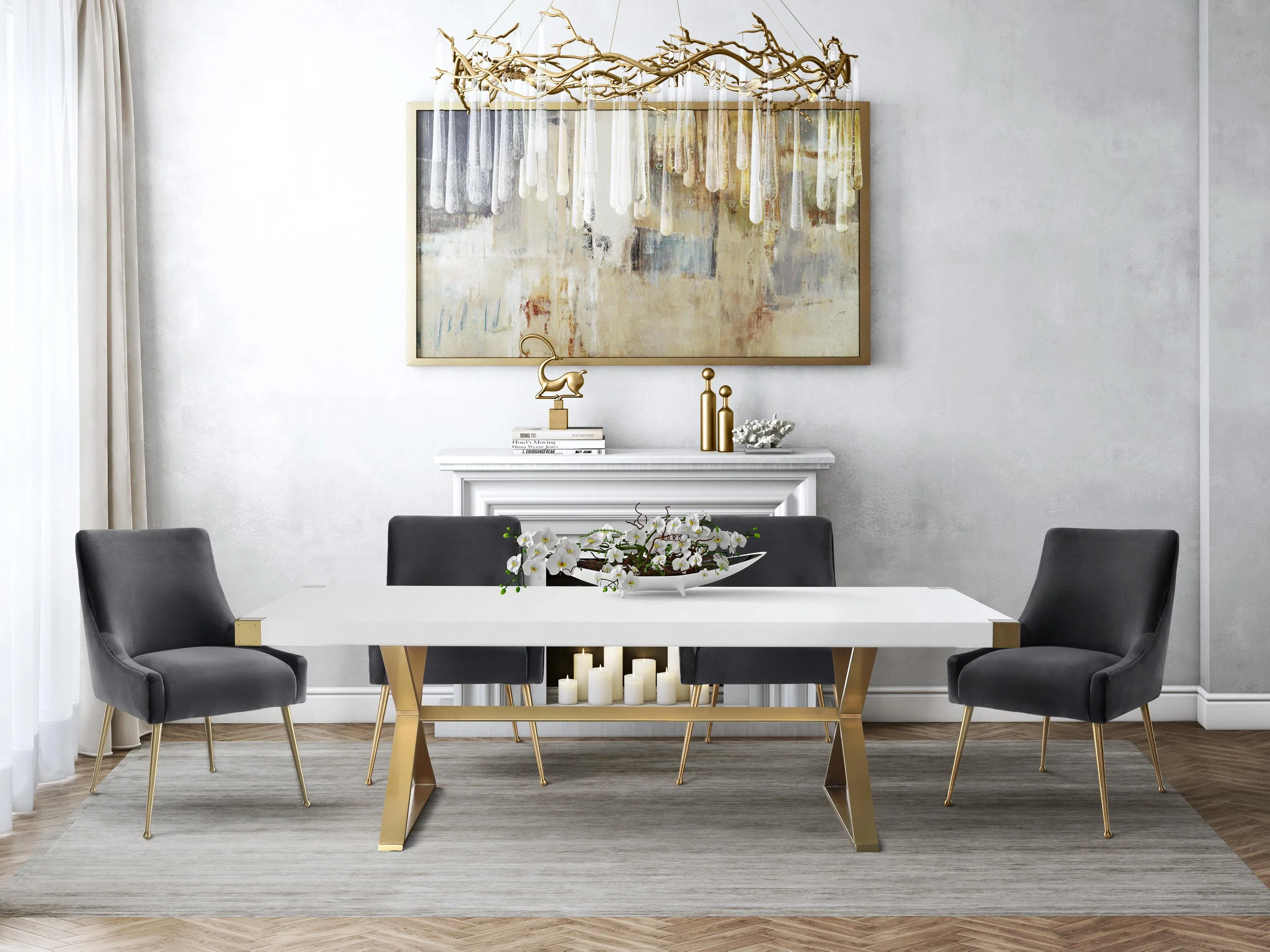 Adeline 95" Lacquer Rectangular Dining Table - Image 2