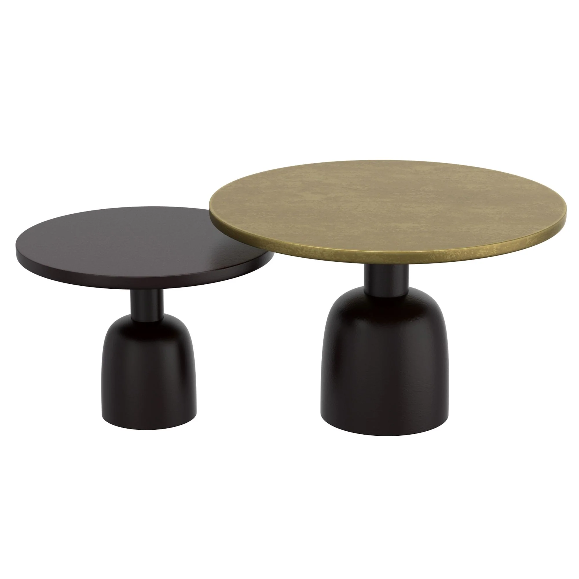 Adira 2pc Round Coffee Table Set in Antique Gold and Black - Image 5