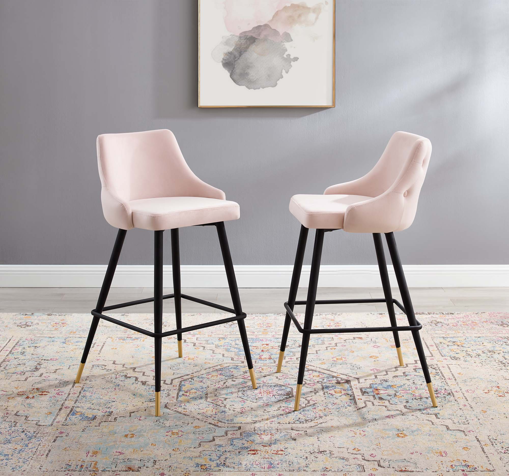 Adorn Performance Velvet Bar Stool Set of 2 - Image 2