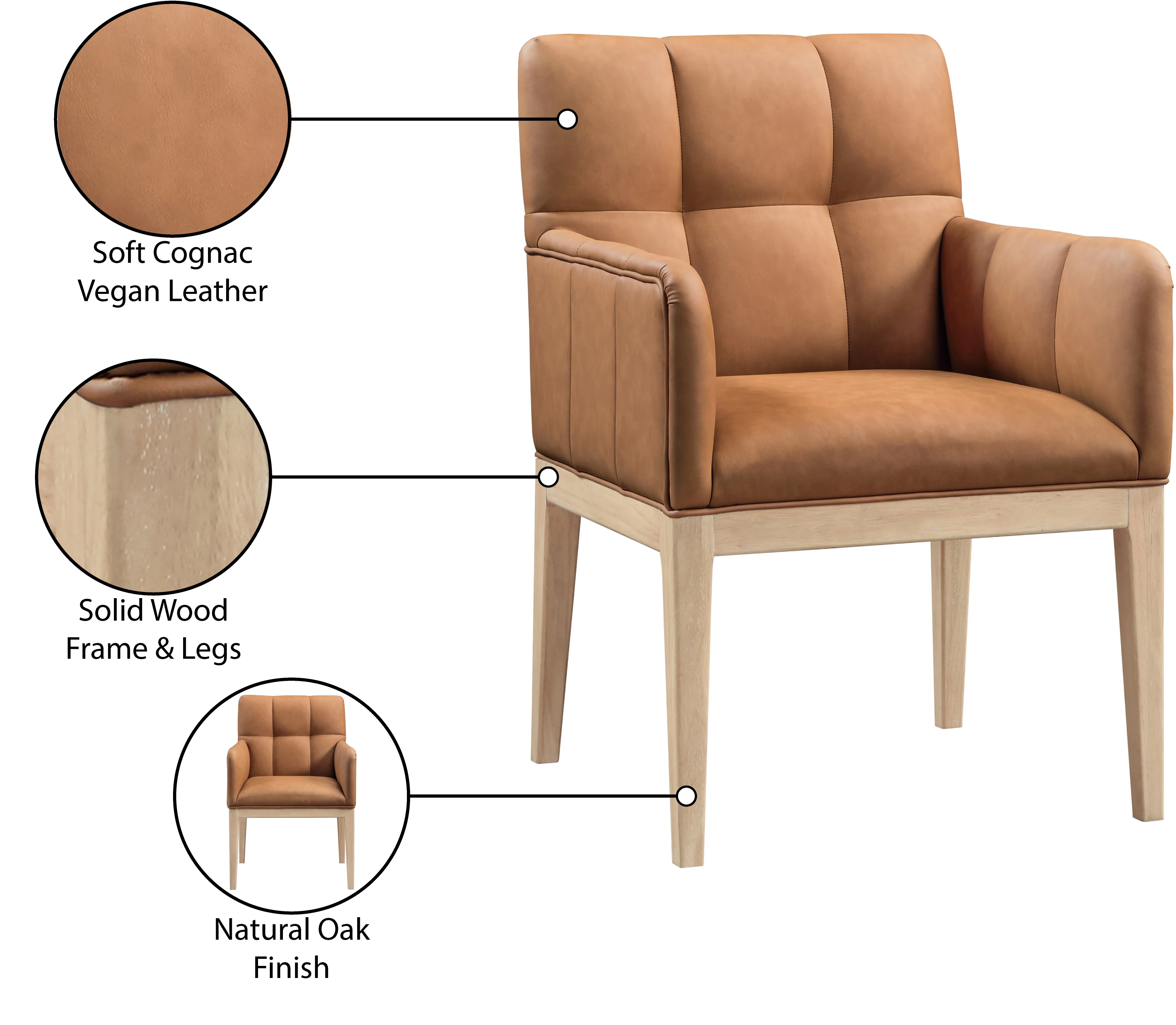 Adrian Vegan Leather Upholstered Dining Arm Chair - Image 33