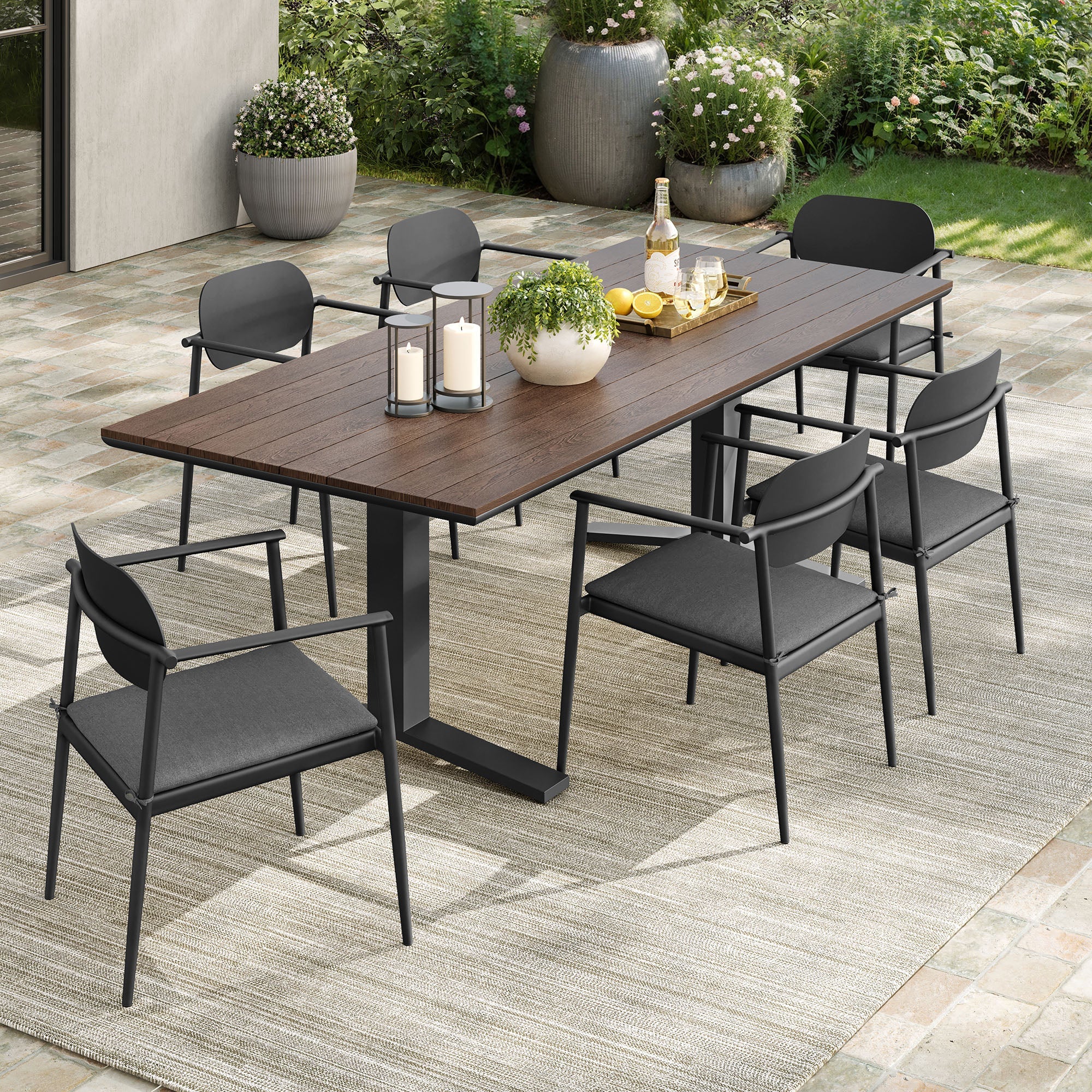 Aeris 7-Piece Outdoor Patio Aluminum Dining Set - Image 2