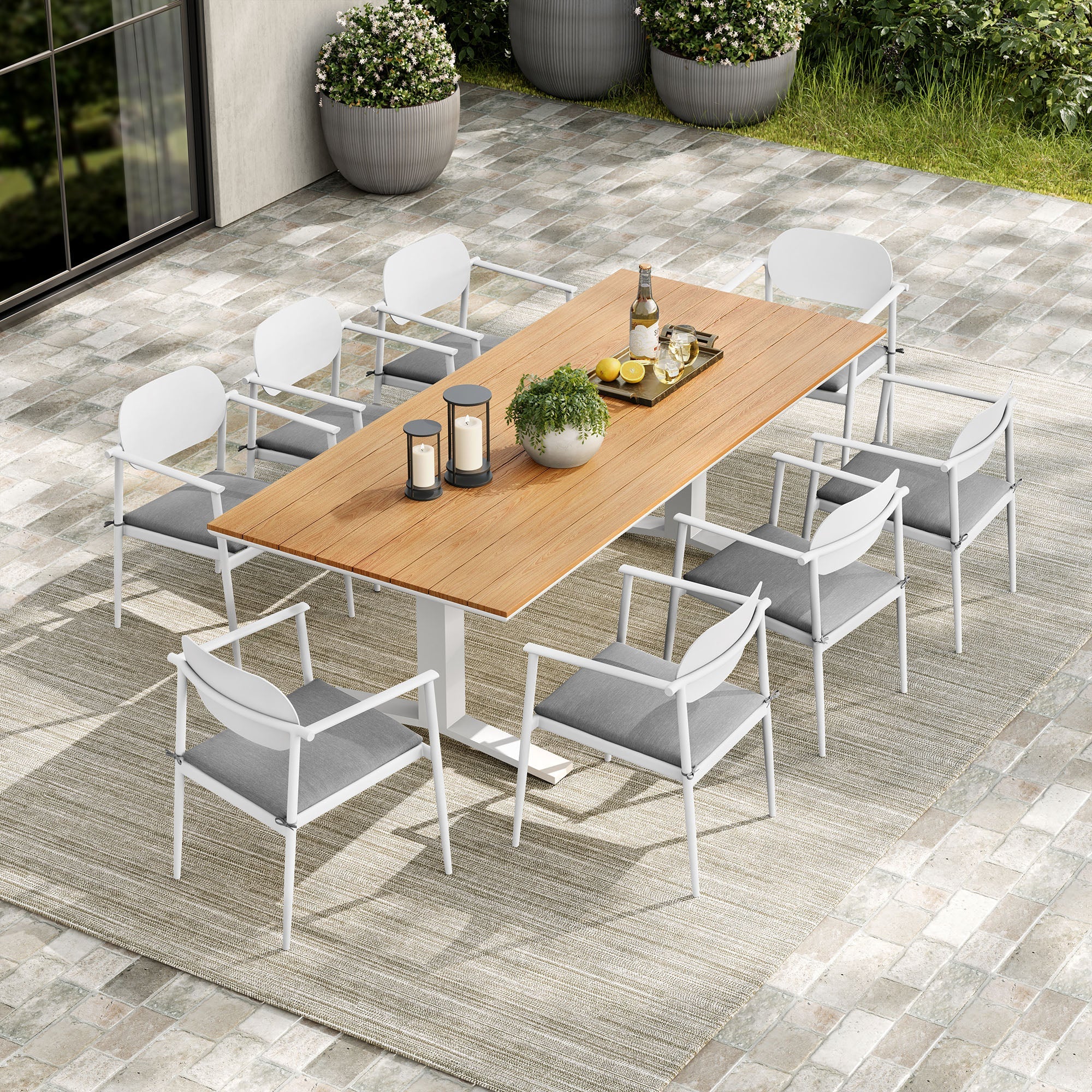 Aeris 9-Piece Outdoor Patio Aluminum Dining Set - Image 12