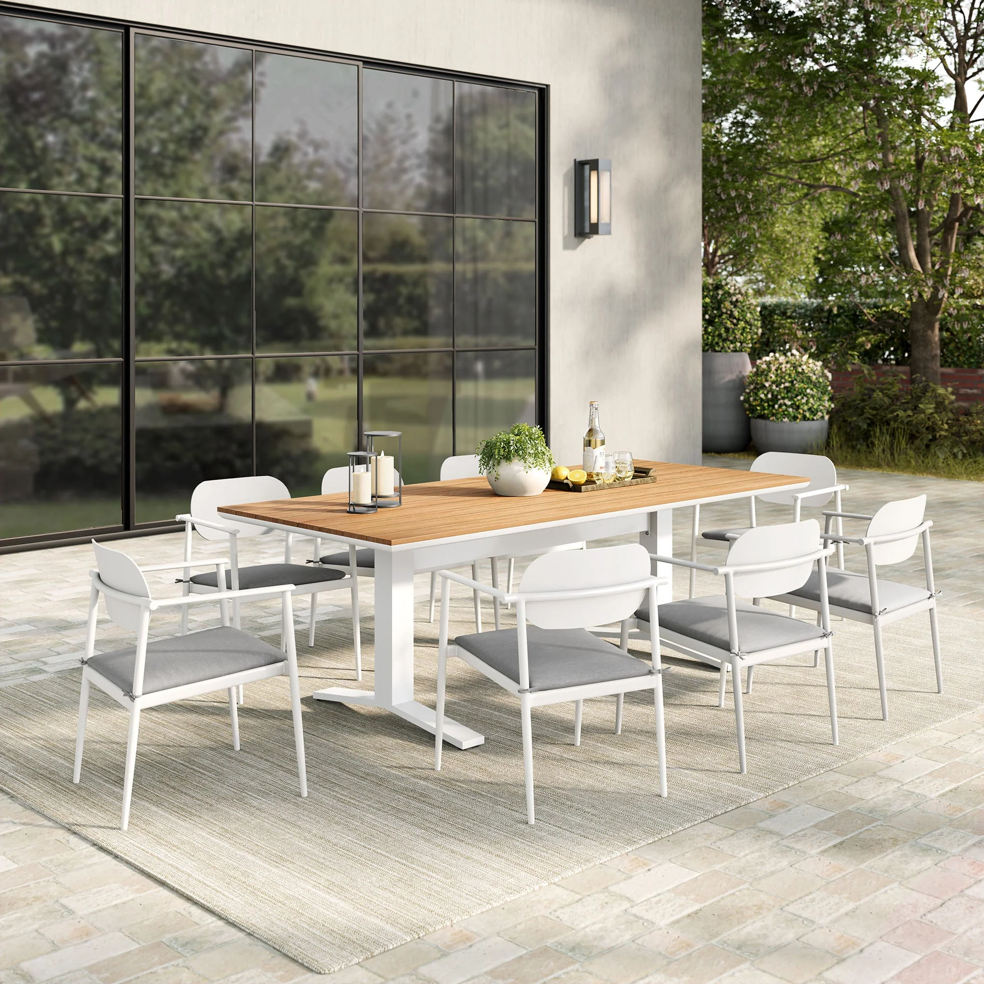 Aeris 9-Piece Outdoor Patio Aluminum Dining Set - Image 14