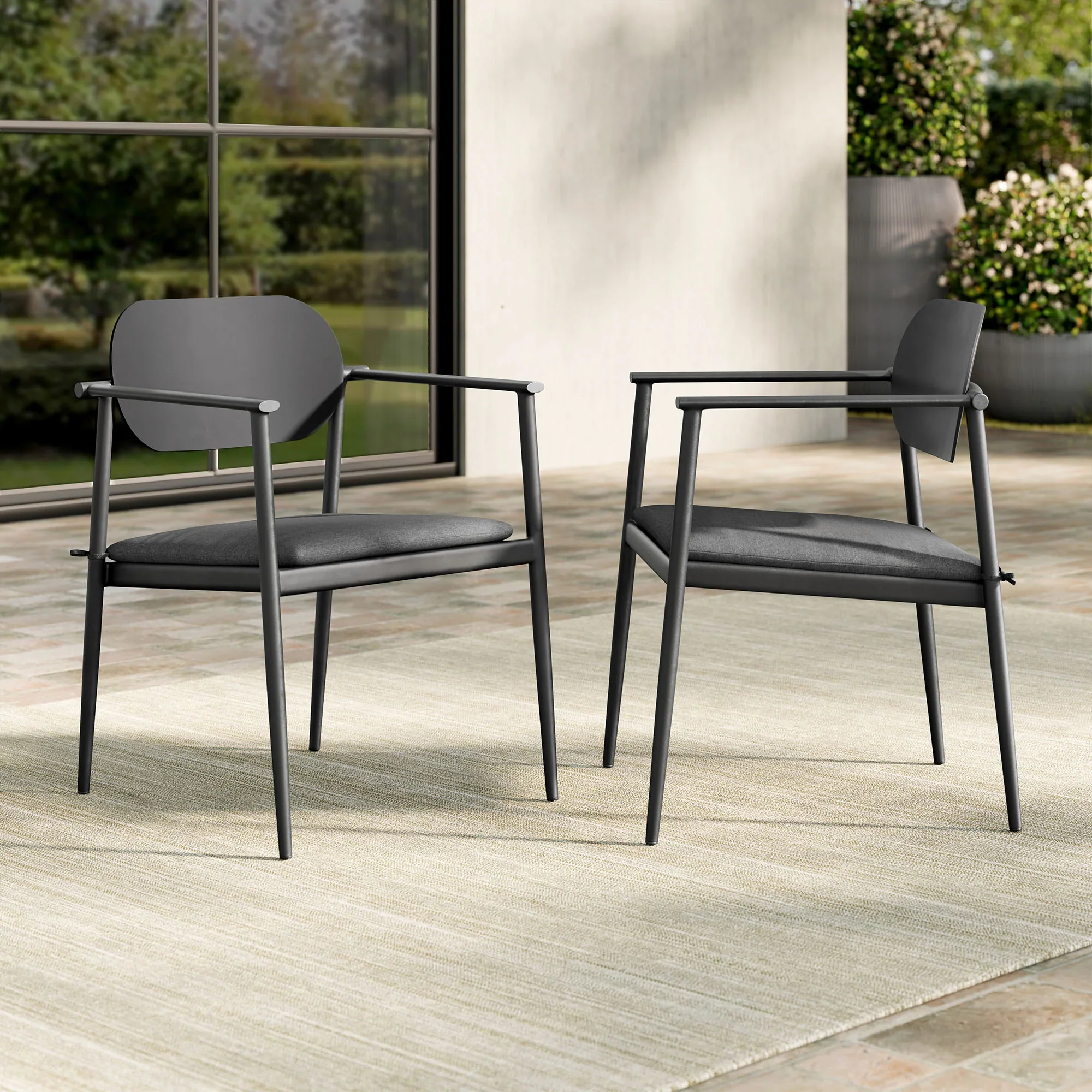 Aeris Stackable Outdoor Patio Aluminum Dining Armchair - Image 2