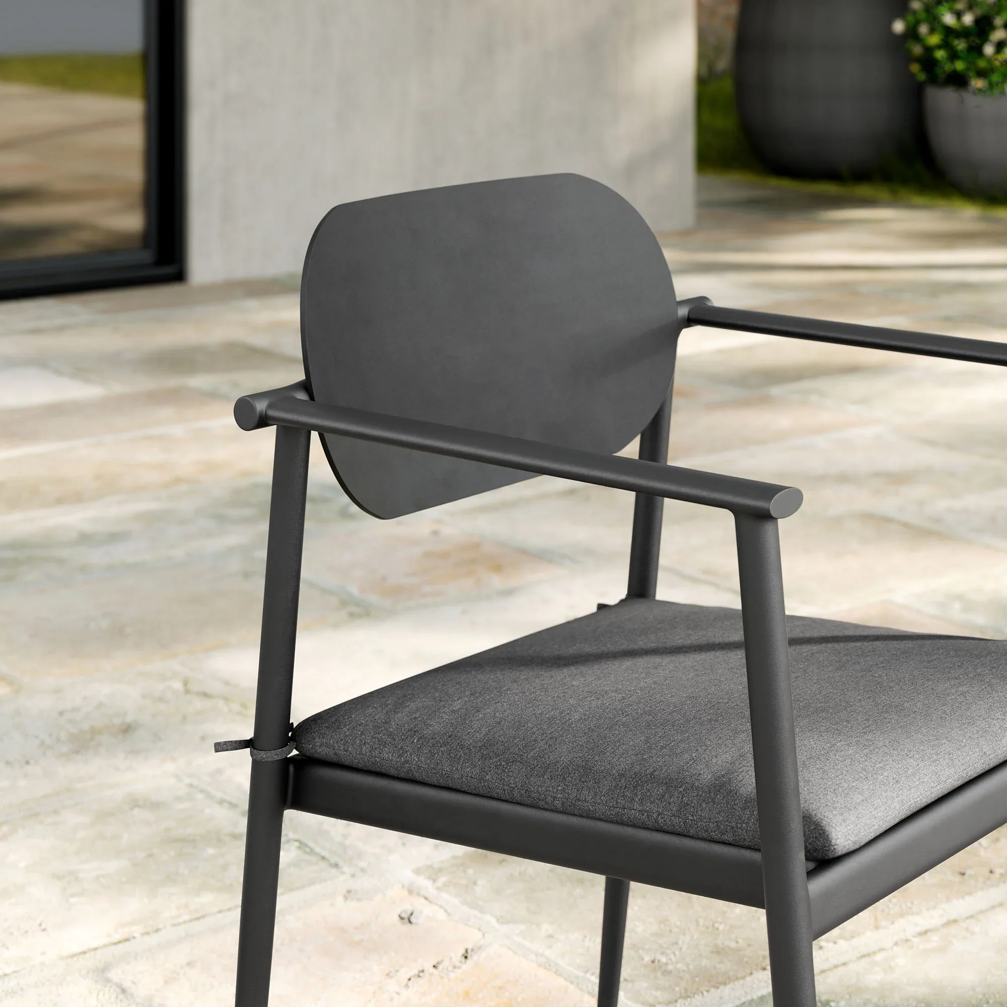Aeris Stackable Outdoor Patio Aluminum Dining Armchair - Image 3