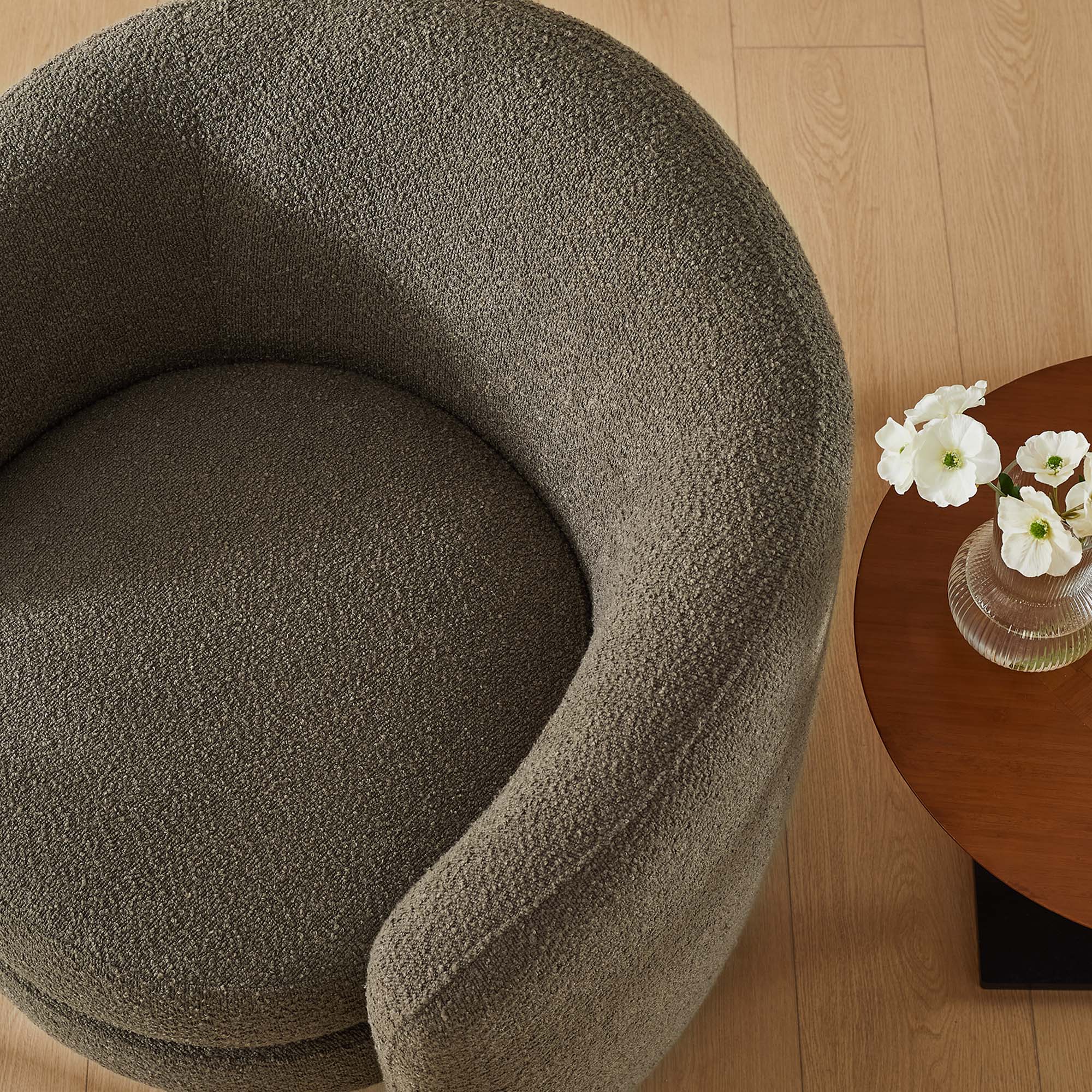 Affinity Upholstered Boucle Fabric Curved Back Armchair - Image 16