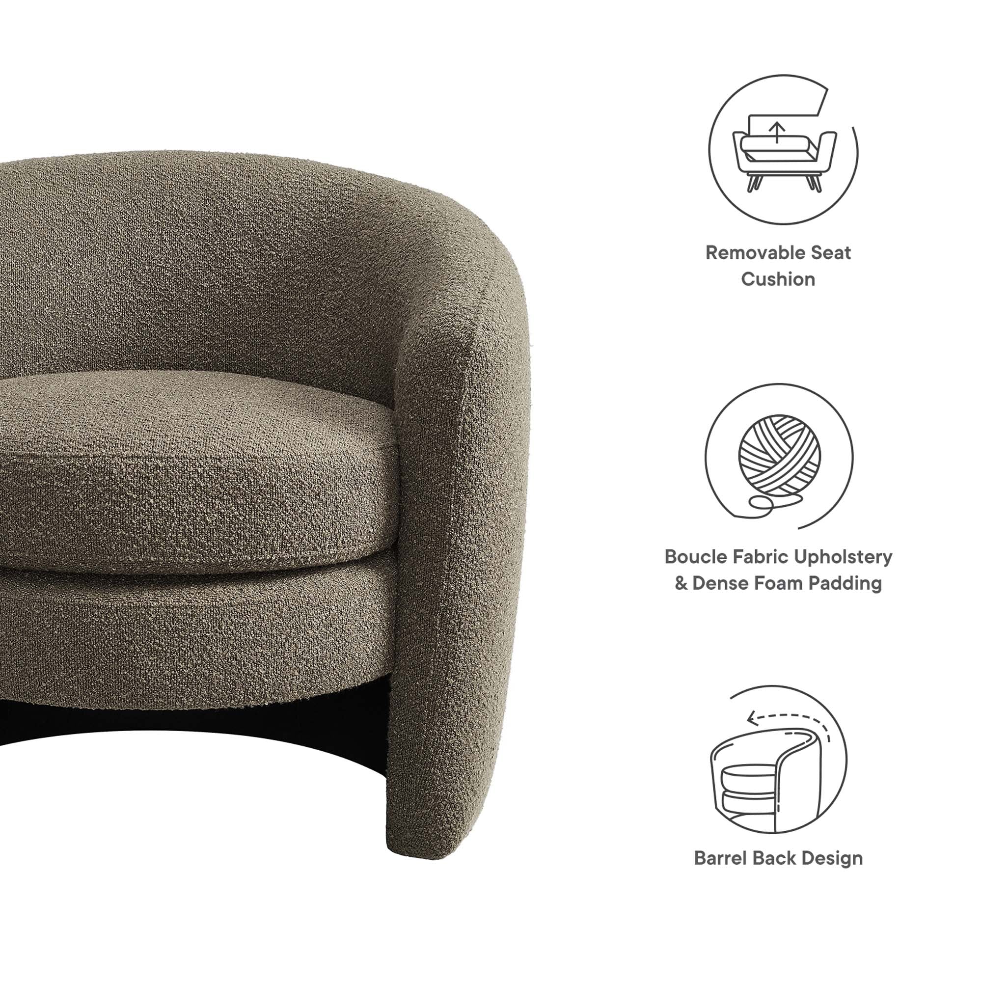 Affinity Upholstered Boucle Fabric Curved Back Armchair - Image 18