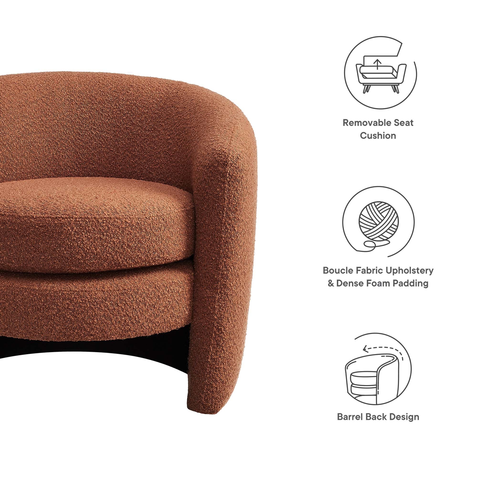 Affinity Upholstered Boucle Fabric Curved Back Armchair - Image 27