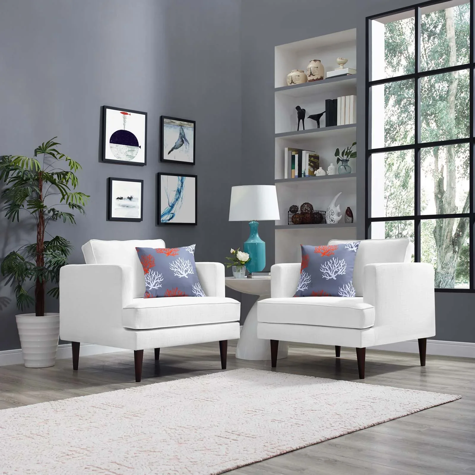 Agile Upholstered Fabric Armchair Set of 2 - Image 4