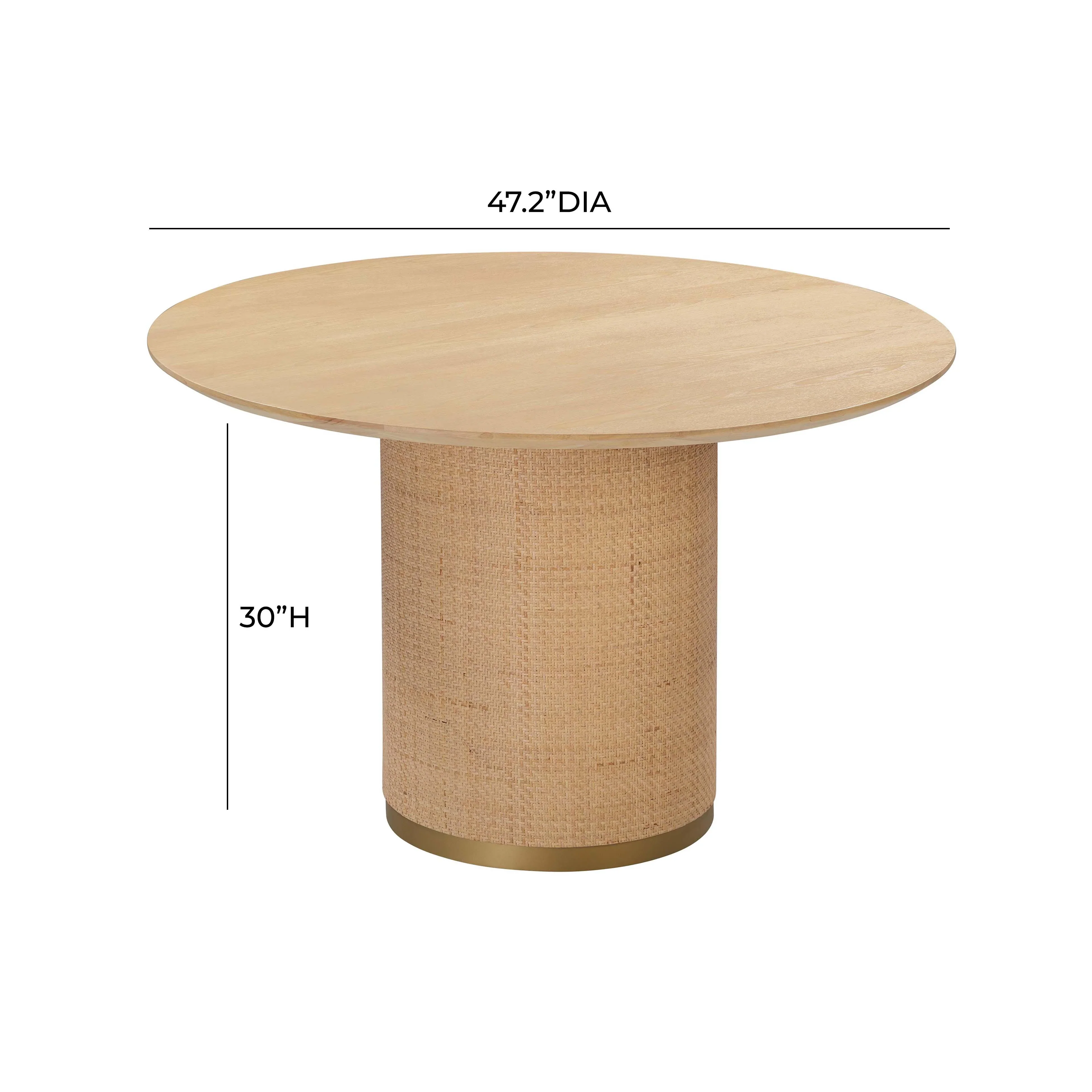 Akiba 47" Natural Ash & Rattan Round Dining Table - Image 7