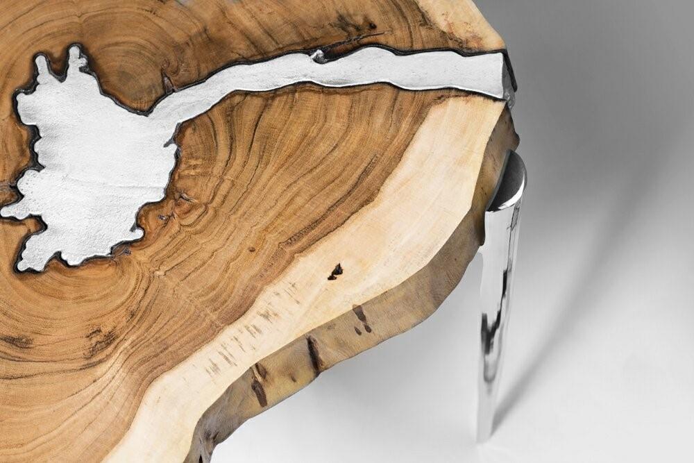 Akis Coffee Table Natural Wood w/ Aluminum fill - Image 2