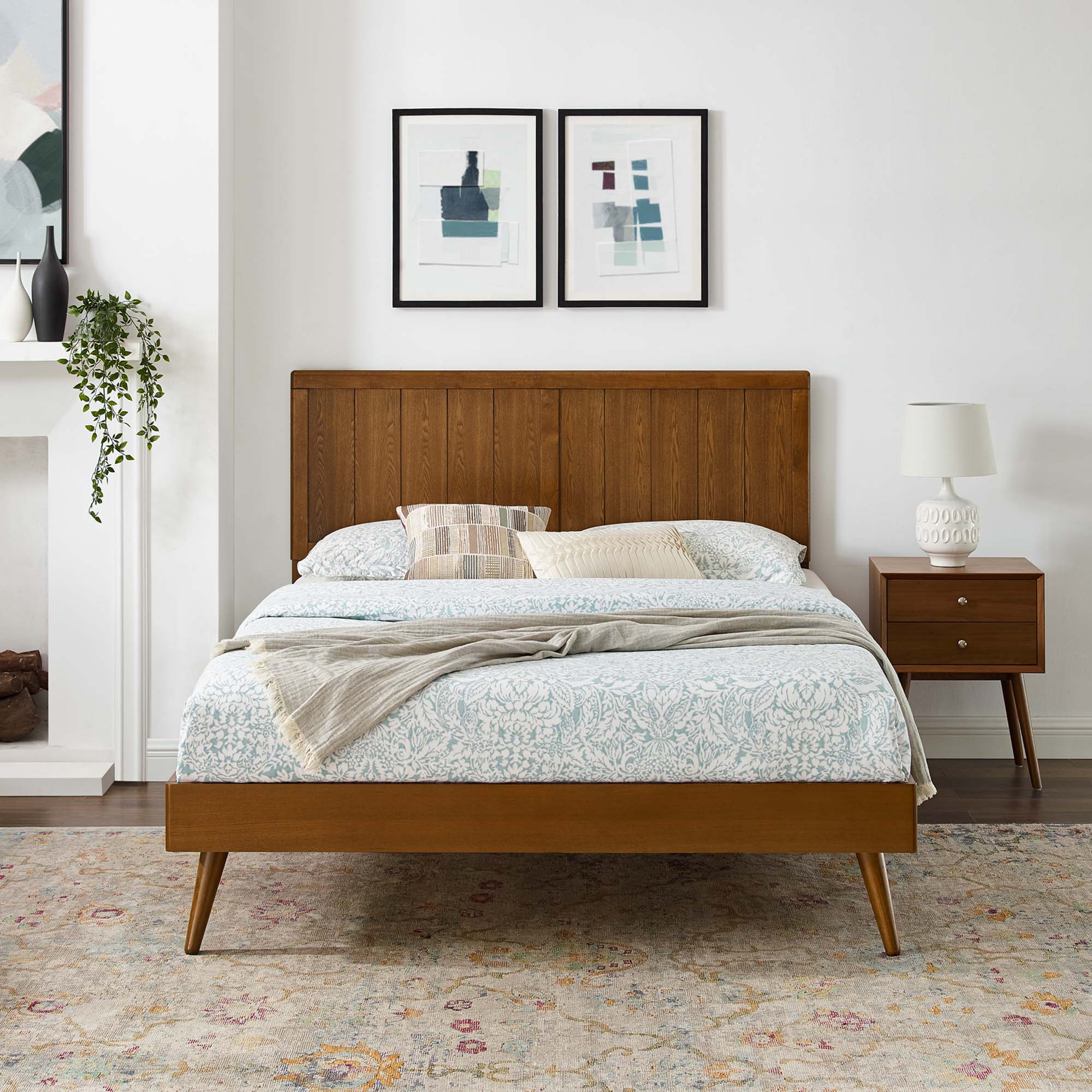 Alana Wood Platform Bed With Splayed Legs - Image 24