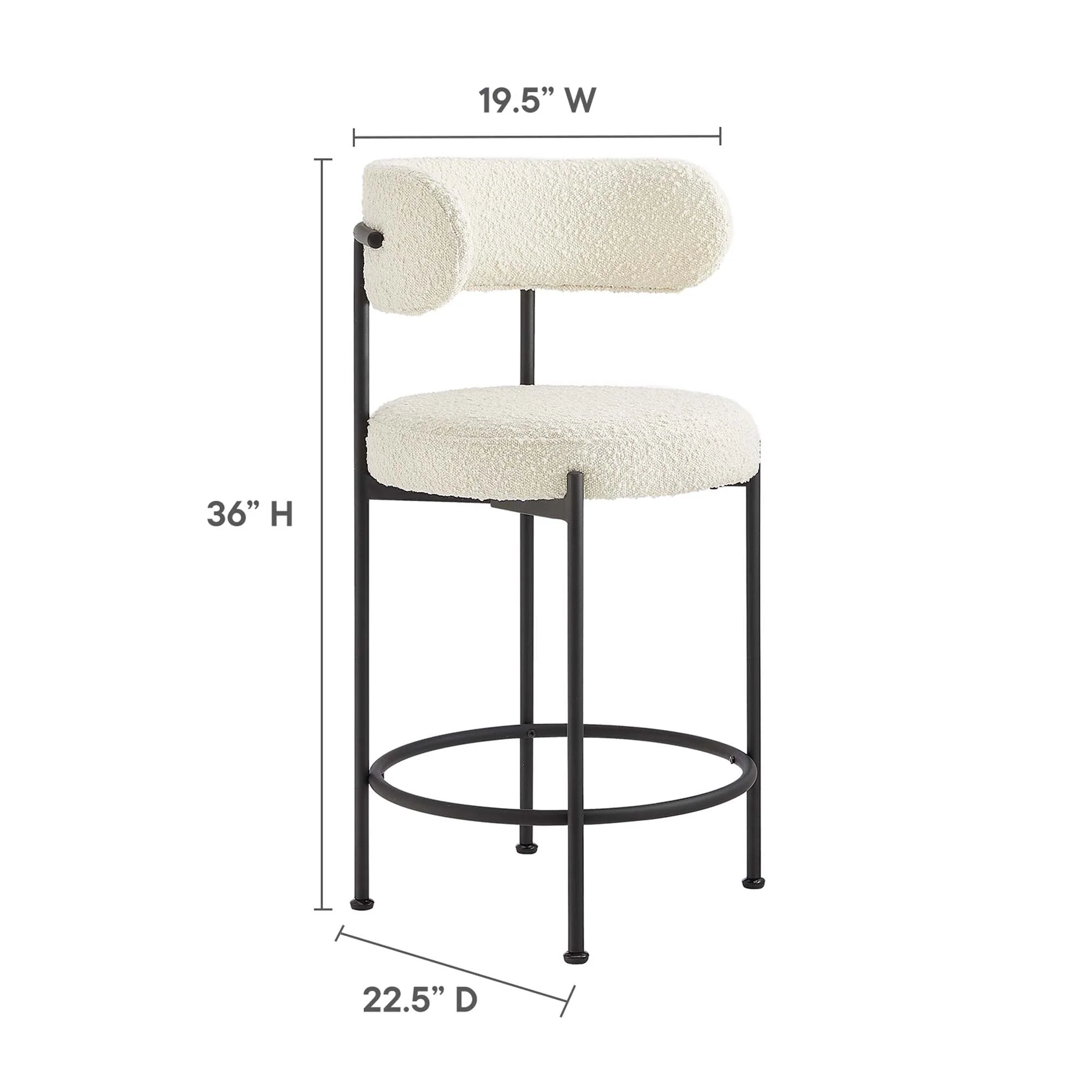 Albie Boucle Fabric Counter Stools Set of 2 - Image 11