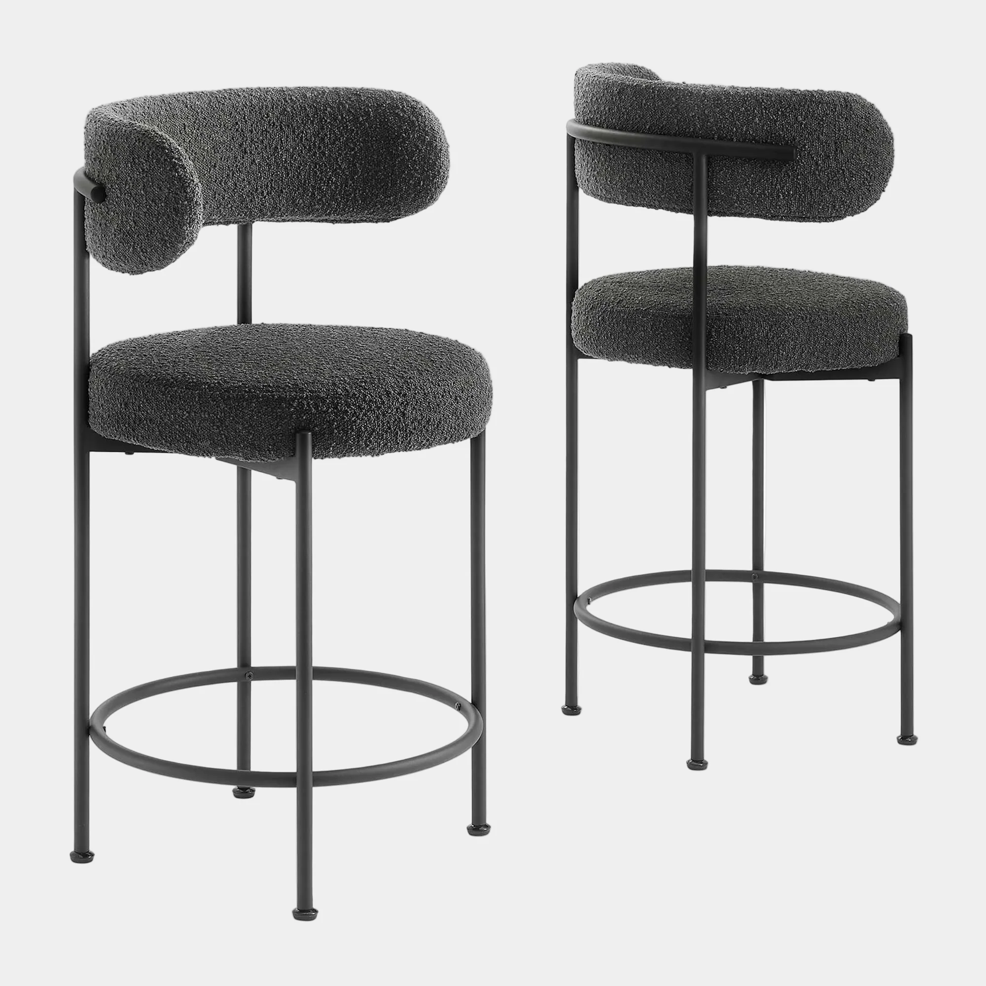 Albie Boucle Fabric Counter Stools Set of 2 - Image 12
