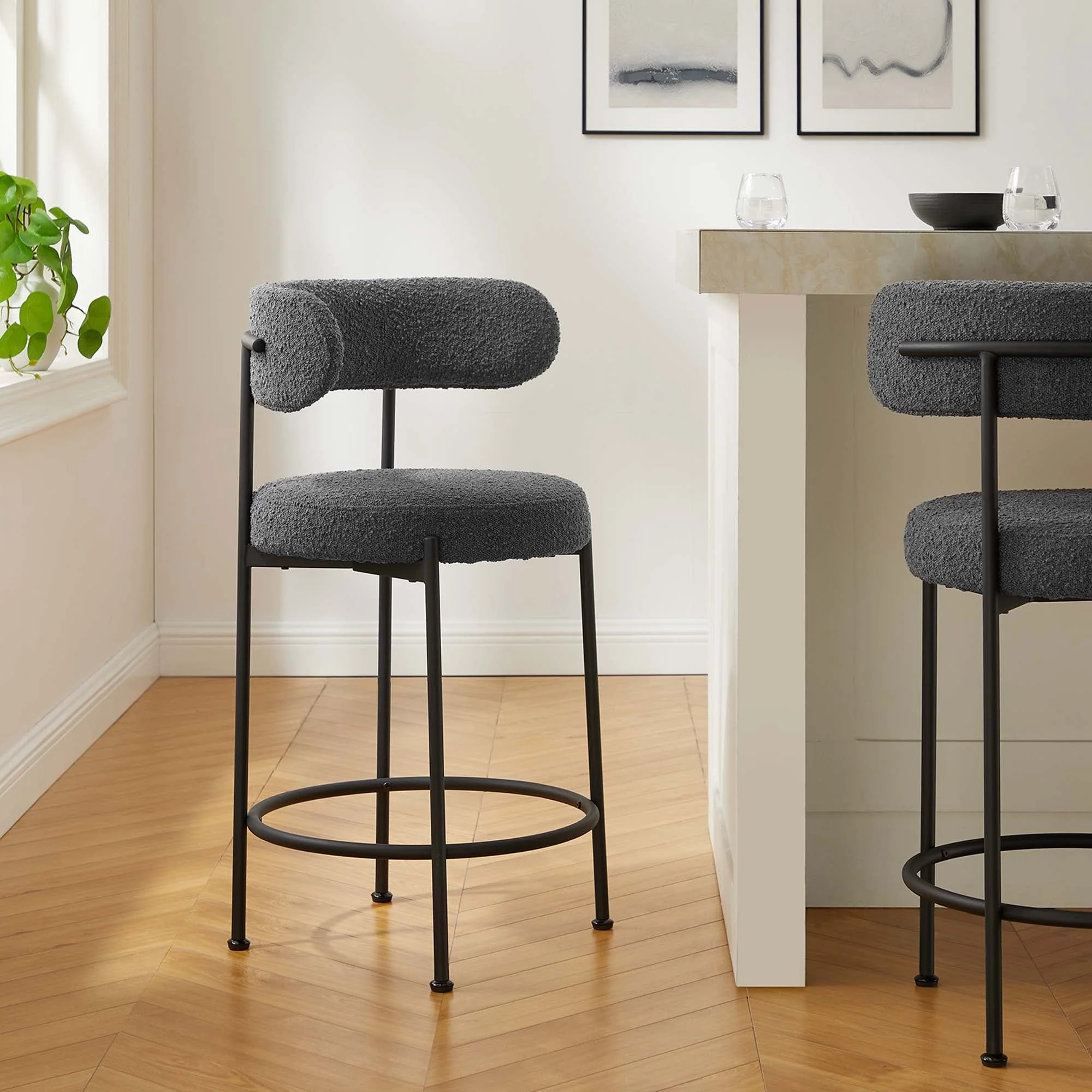 Albie Boucle Fabric Counter Stools Set of 2 - Image 13