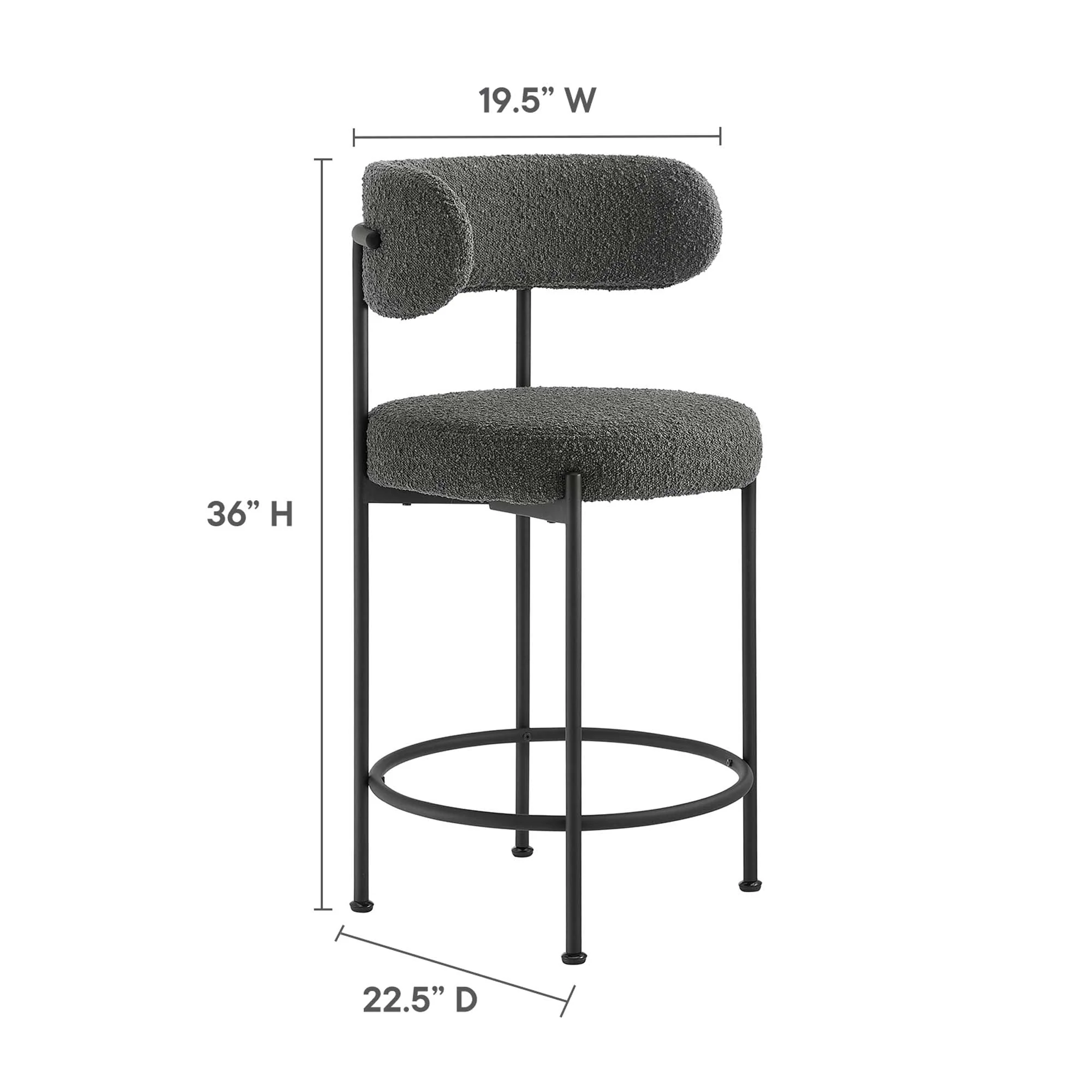 Albie Boucle Fabric Counter Stools Set of 2 - Image 18