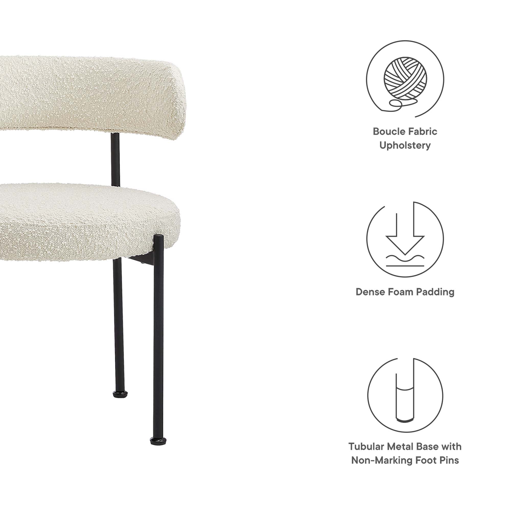 Albie Boucle Fabric Dining Chairs - Set of 2 - Image 7