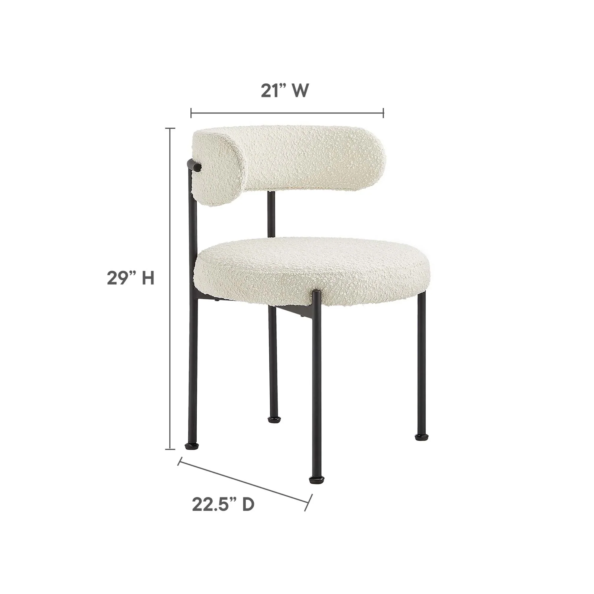 Albie Boucle Fabric Dining Chairs - Set of 2 - Image 8