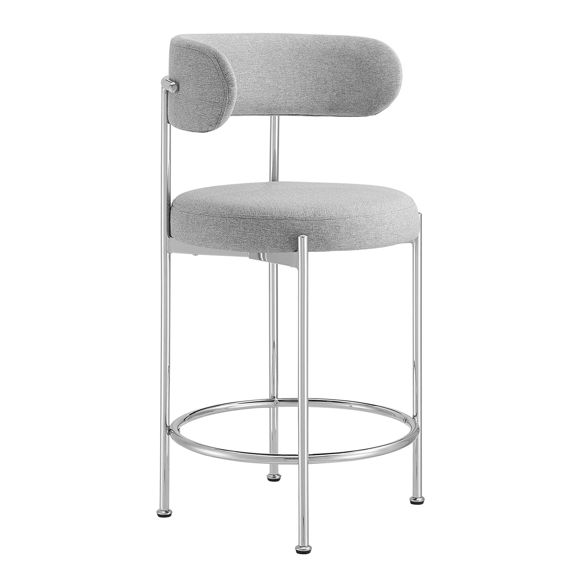 Albie Fabric Counter Stools Set of 2 in Gray Silver - Image 3
