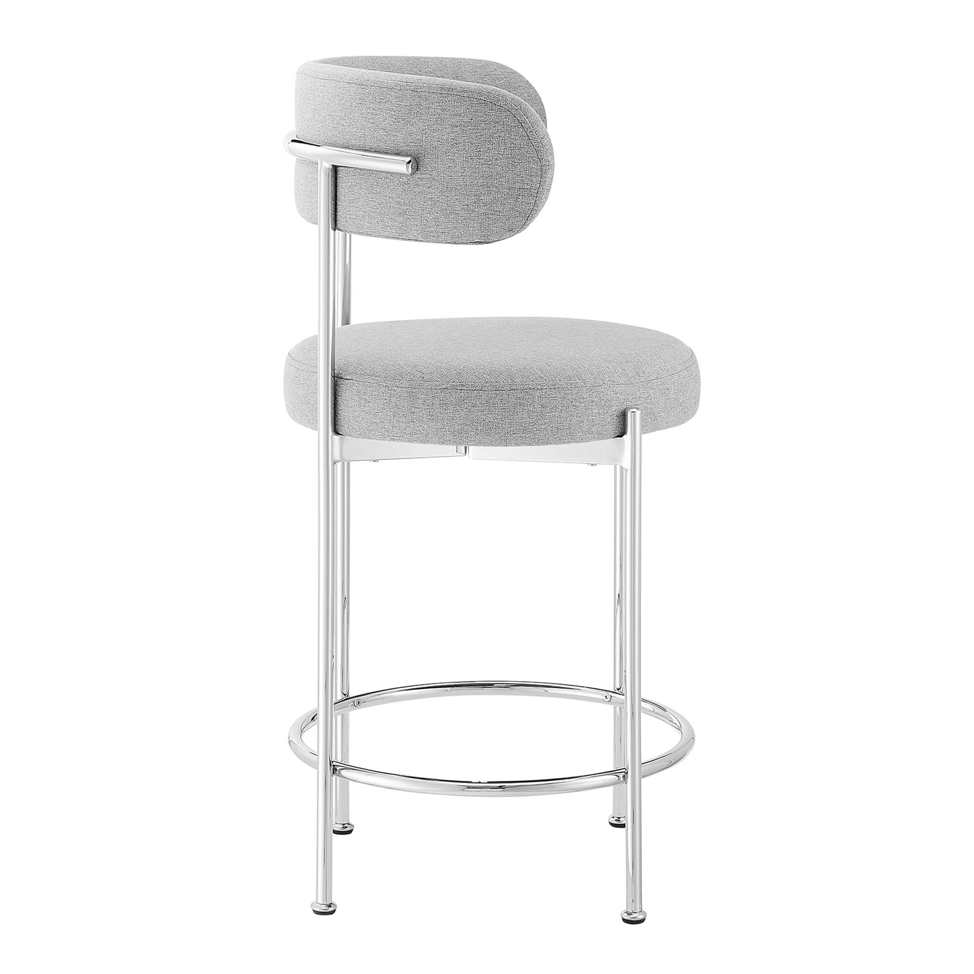 Albie Fabric Counter Stools Set of 2 in Gray Silver - Image 4