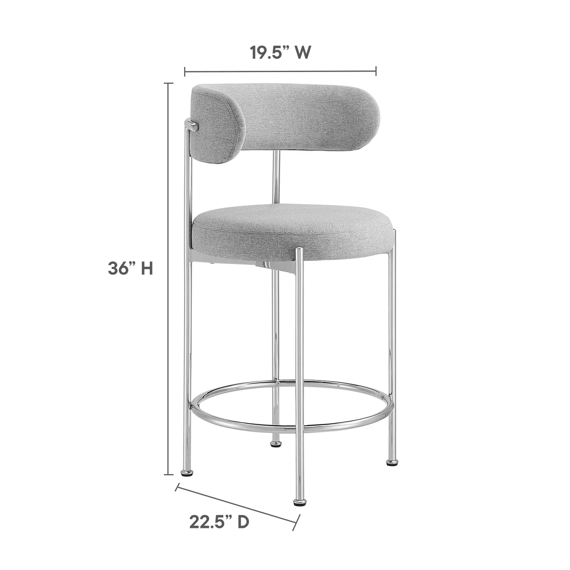 Albie Fabric Counter Stools Set of 2 in Gray Silver - Image 7