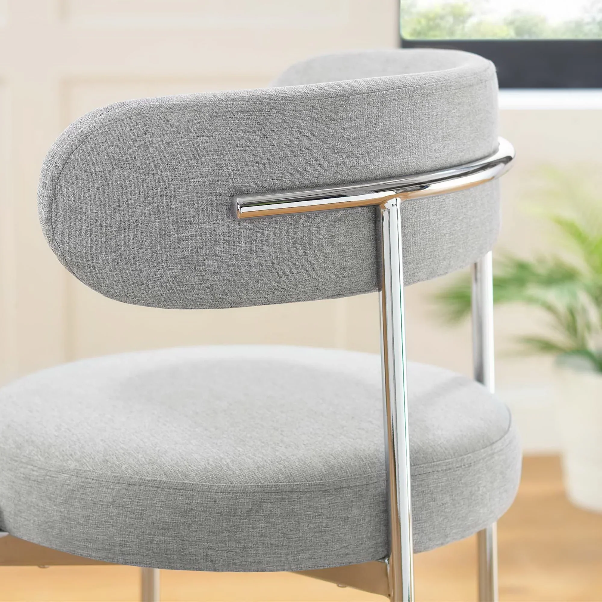 Albie Fabric Counter Stools Set of 2 in Gray Silver - Image 8
