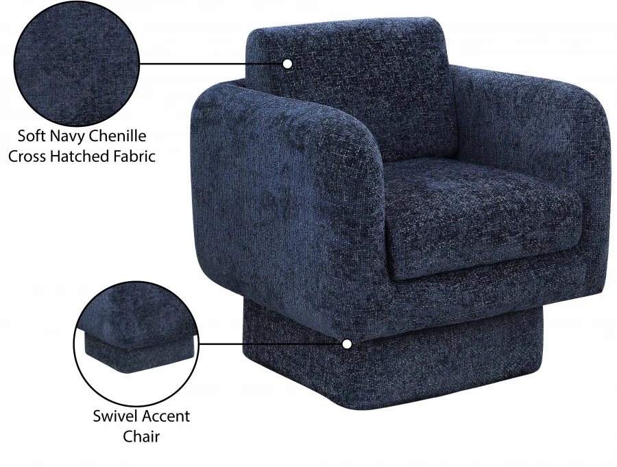 Alessandra Chenille Fabric Upholstered Swivel Accent Chair - Image 30