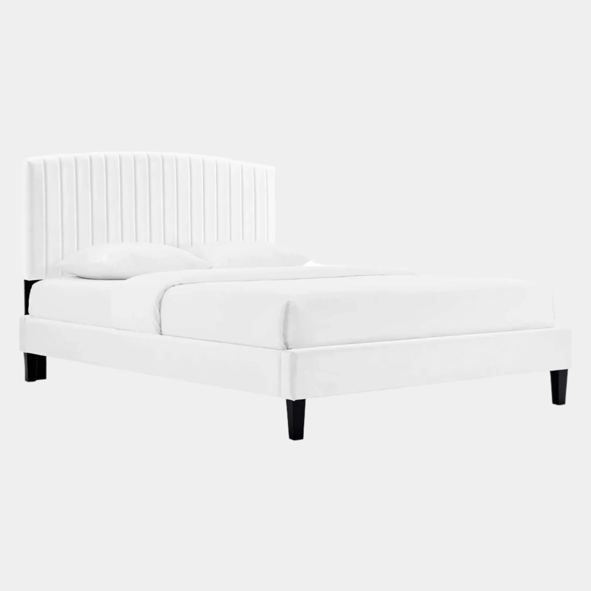 Alessi Performance Velvet Platform Bed With Black Wood Legs