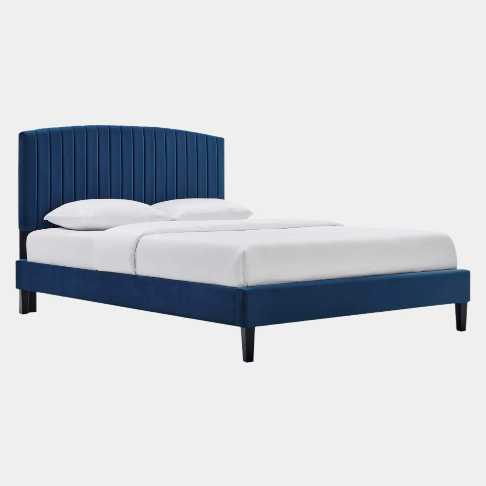 Alessi Performance Velvet Platform Bed With Black Wood Legs - Image 10