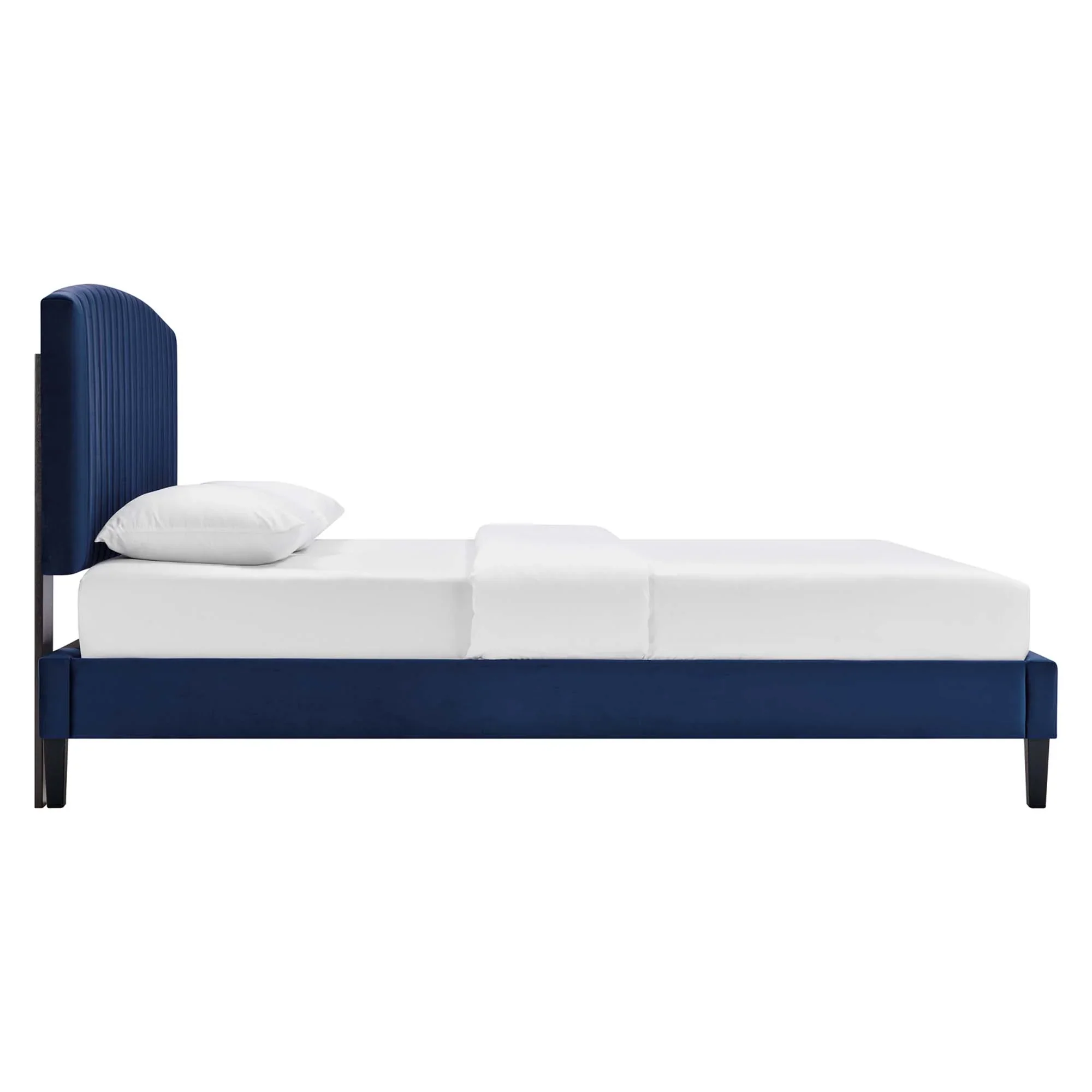 Alessi Performance Velvet Platform Bed With Black Wood Legs - Image 16