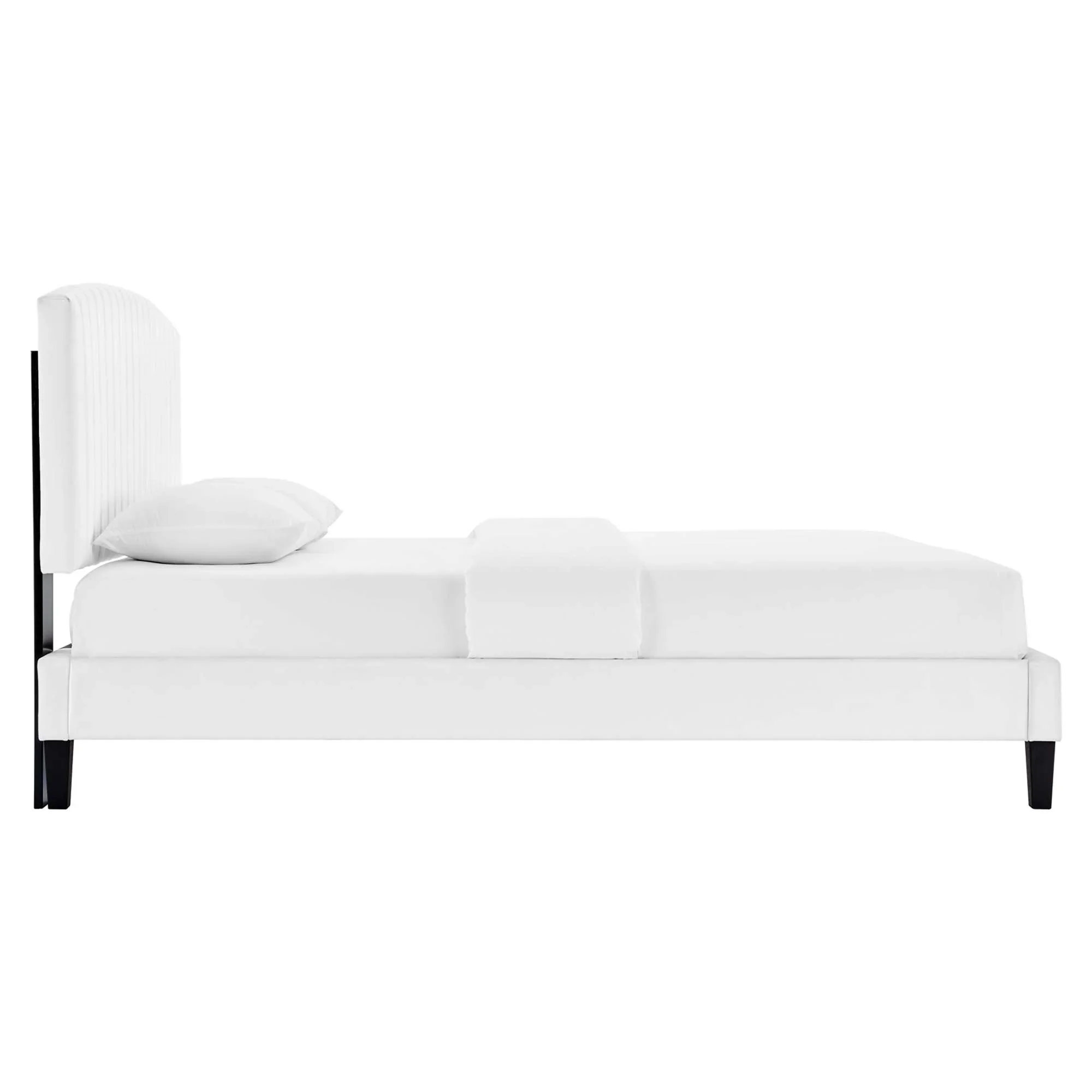 Alessi Performance Velvet Platform Bed With Black Wood Legs - Image 7
