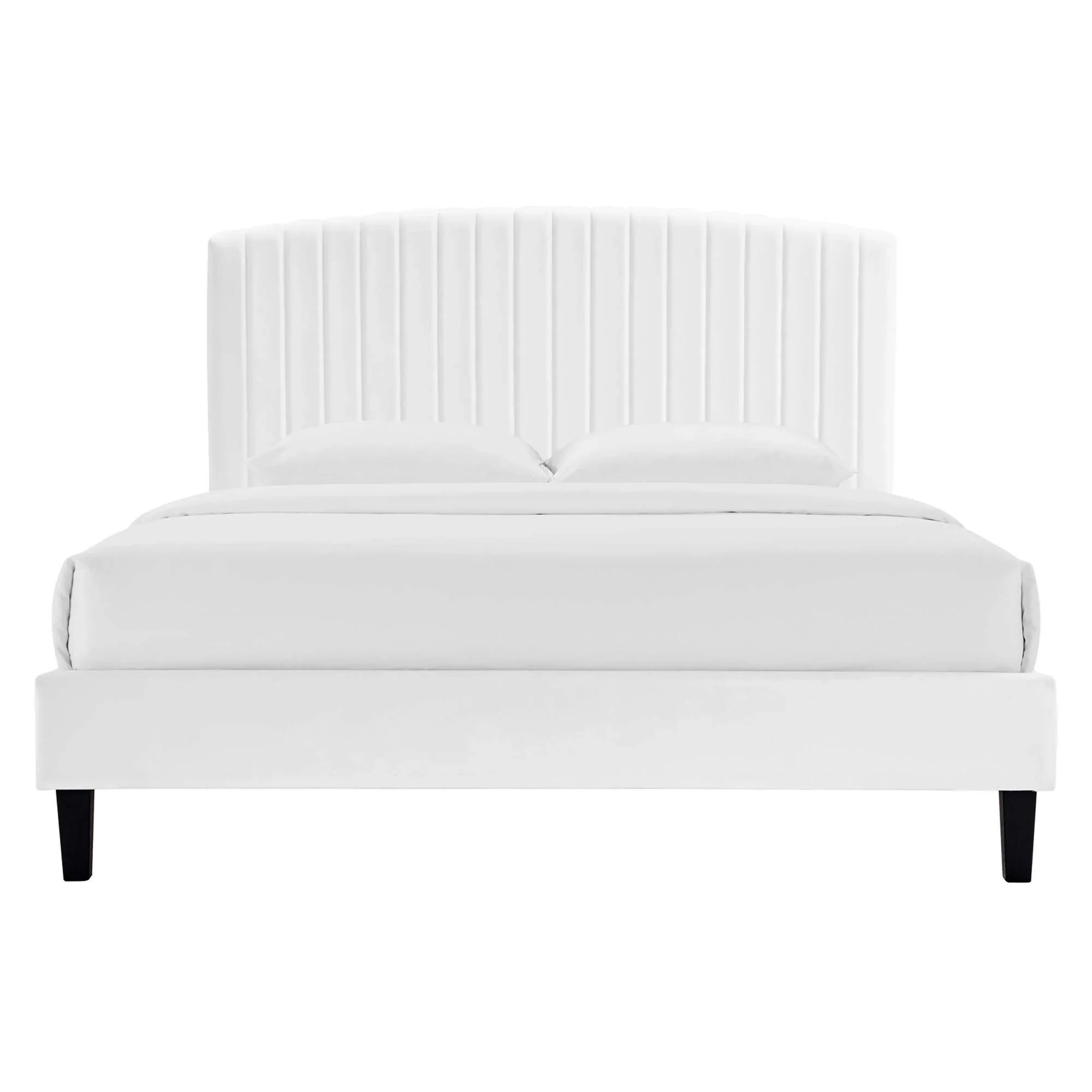 Alessi Performance Velvet Platform Bed With Black Wood Legs - Image 8